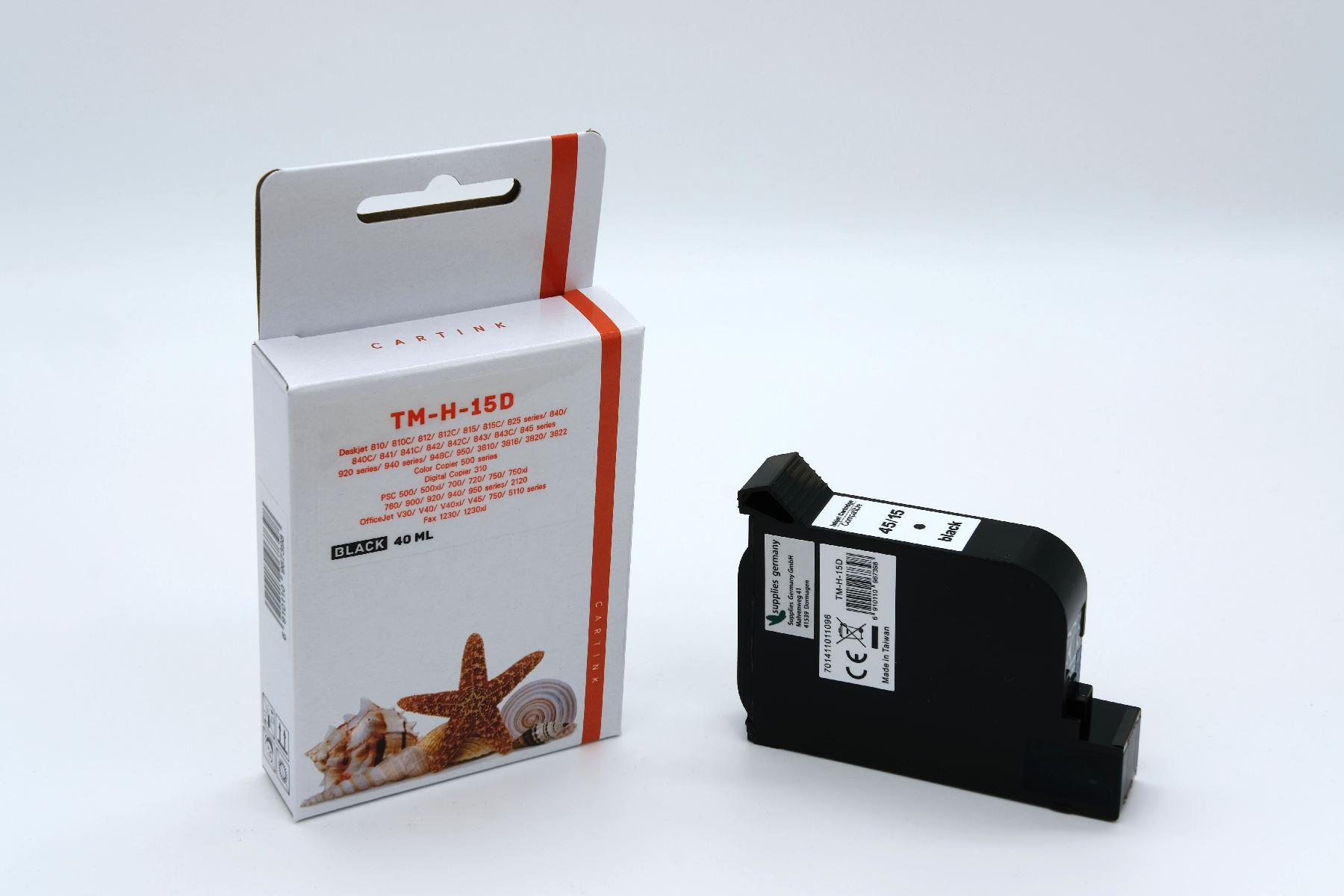 45ANEW alternativ Tinte schwarz für HP / 51645A / 40ml (Patentsicher) 45ANEW alternativ Tinte schwarz für HP / 51645A / 40ml (Patentsicher)