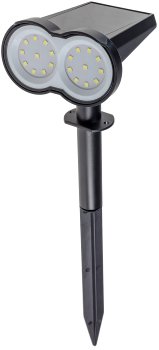 LED Solar Gartenstrahler mit Erdspieß / 80lm, Dämmerungssensor, IP65