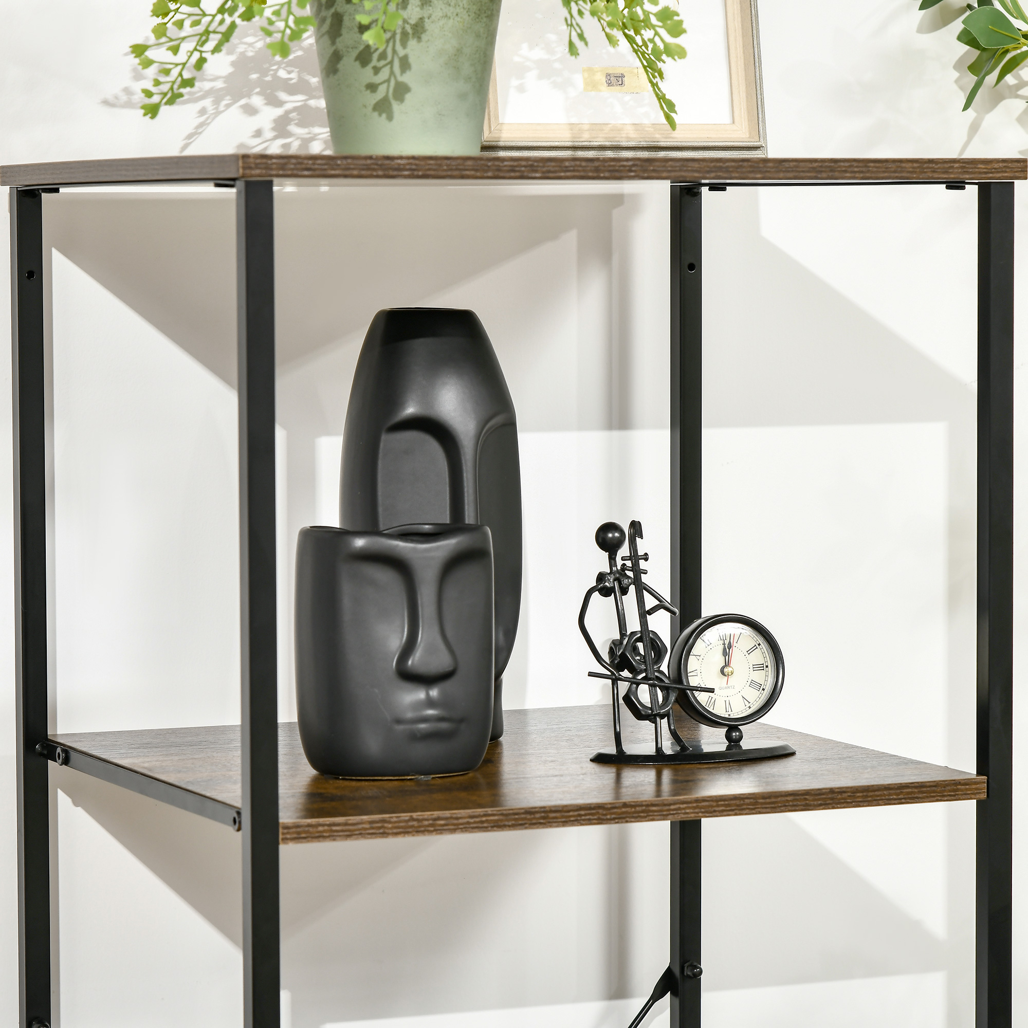 Aufbewahrungsregal mit Schubladen, offener Stauraum, Stahlrahmen, verstellbare Füße, 44x40x155 cm