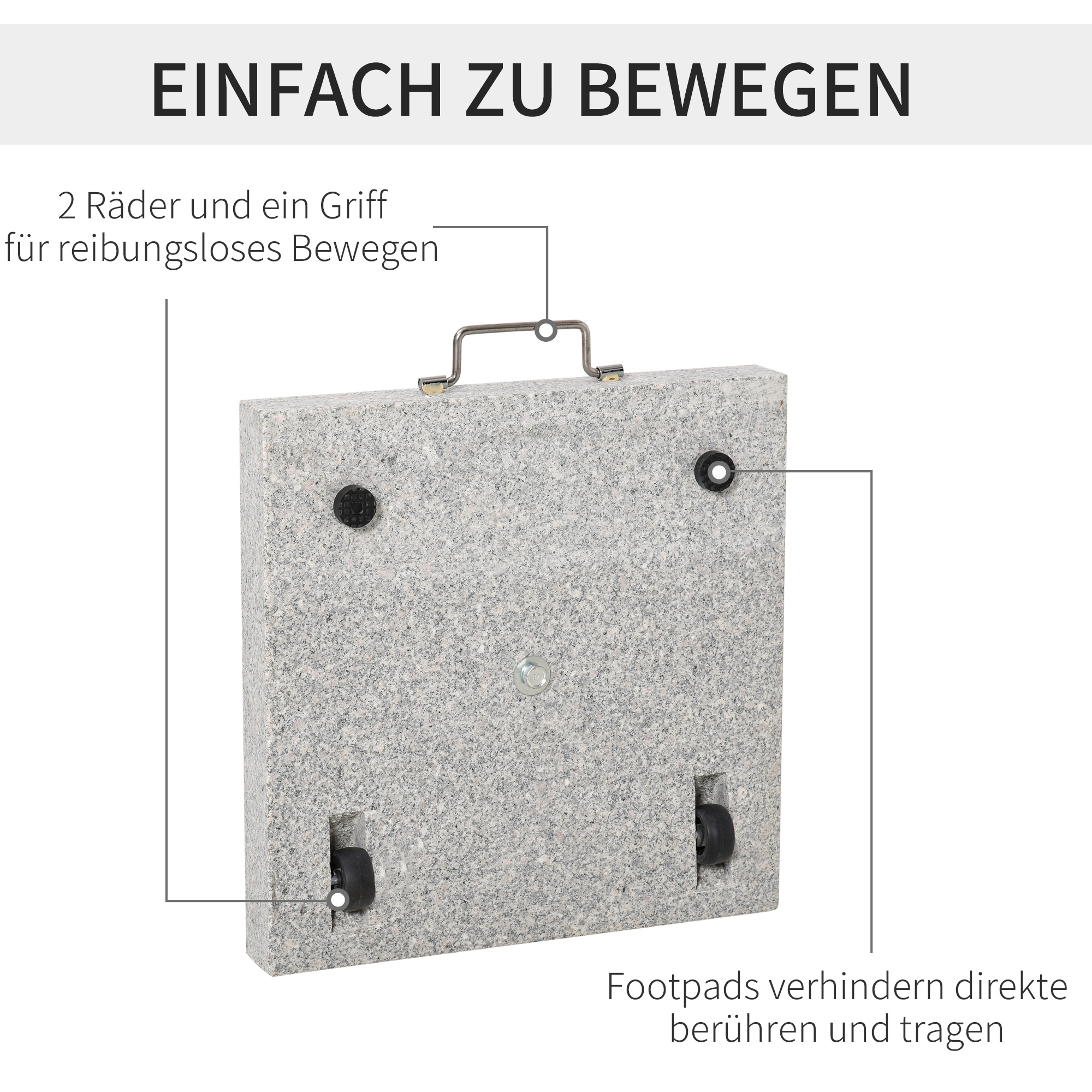 Sonnenschirmständer aus Edelstahl Schirmständer mit Griffe, halbrund Schirmhalter, Schirmgewichtfür Sonnenschirm Ø3,8-Ø4,8 cm, für Balkon, Terasse, Garten, Grau