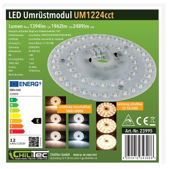 LED Umrüstmodul "UM1224cct" für Leuchten / Ø 17cm, 12-18-24W, Magnethalter