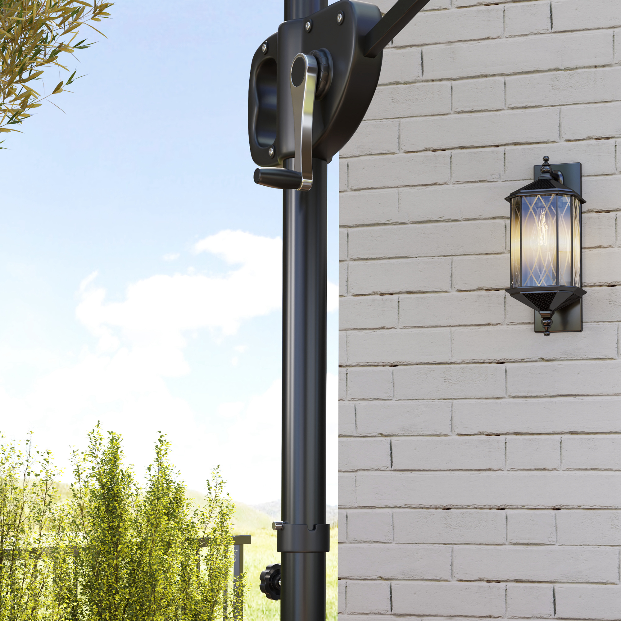 Ampelschirm 247 x 247cm neigbar Sonnenschirm mit Doppeldach Kurbel Ständer Wasserabweisend Dunkelgrau