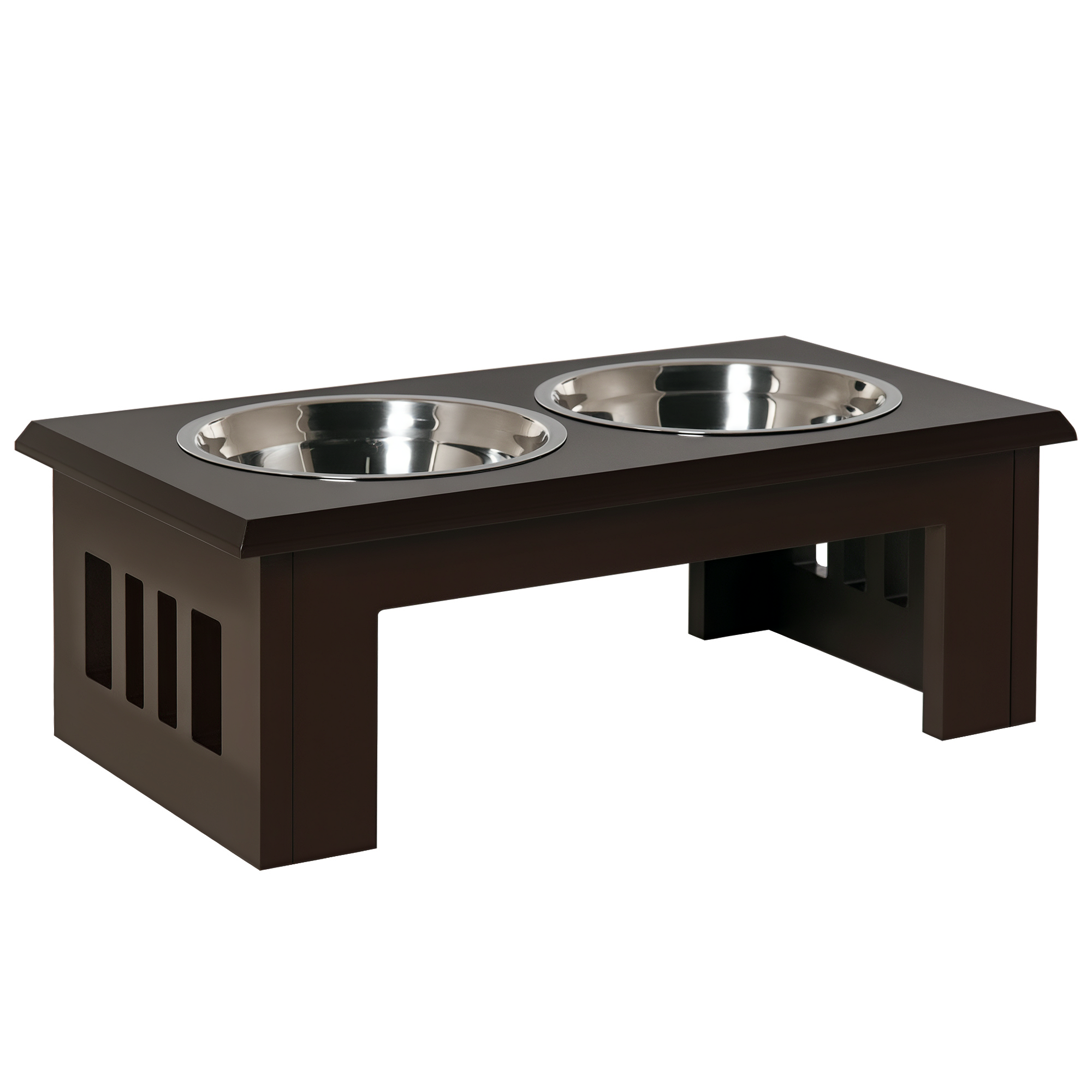 Hunde-Futterstation, rutschfest, 58,4 x 30,5 x 25,4cm, Grau, 2L pro Napf