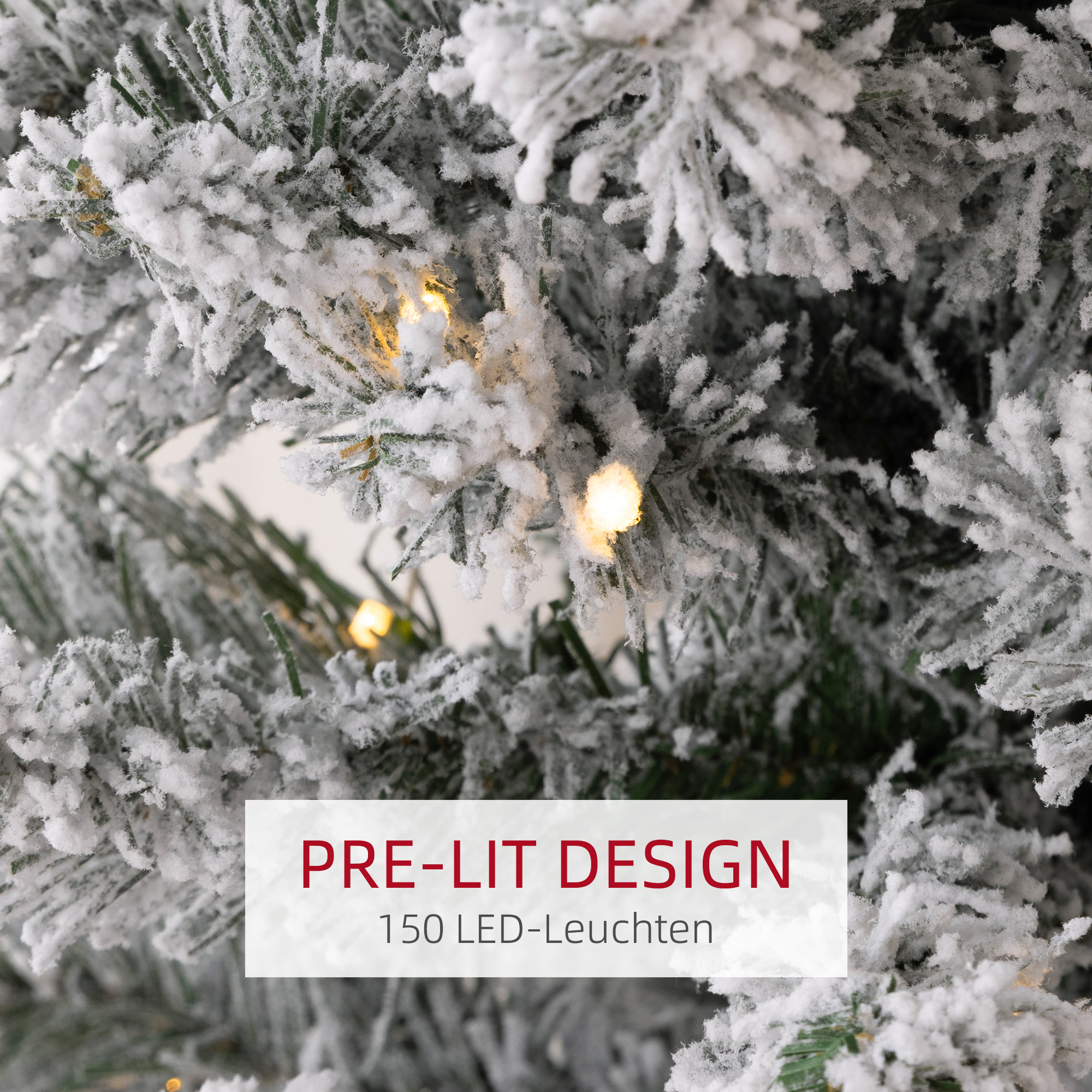 Weihnachtsbaum 180 cm, LED-Lichterkette, Kunstkette, flammhemmend, Metallbasis, Grün