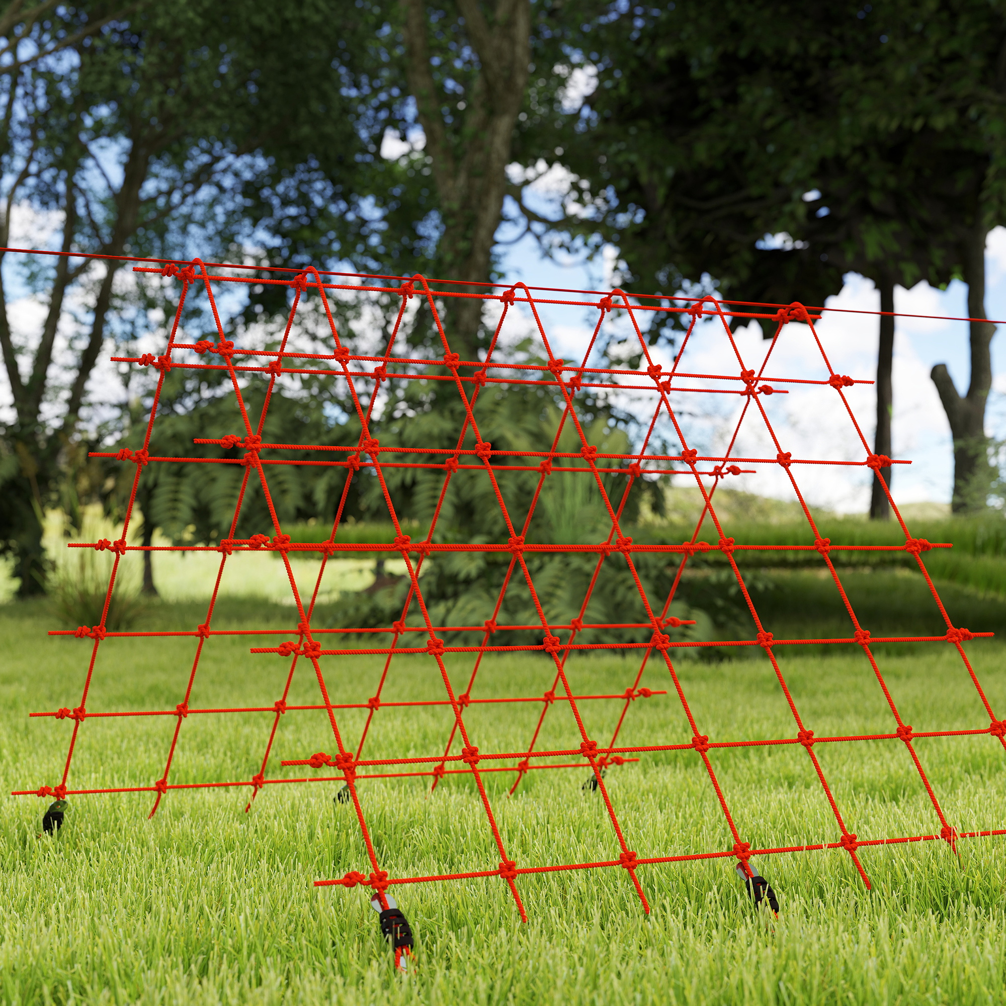 Ninja Line Kinder 10m Slackline Set mit Turnringe Schaukel Kletterleiter Kletternetz für 3-6 Jahre 1000x300x180 cm Rot