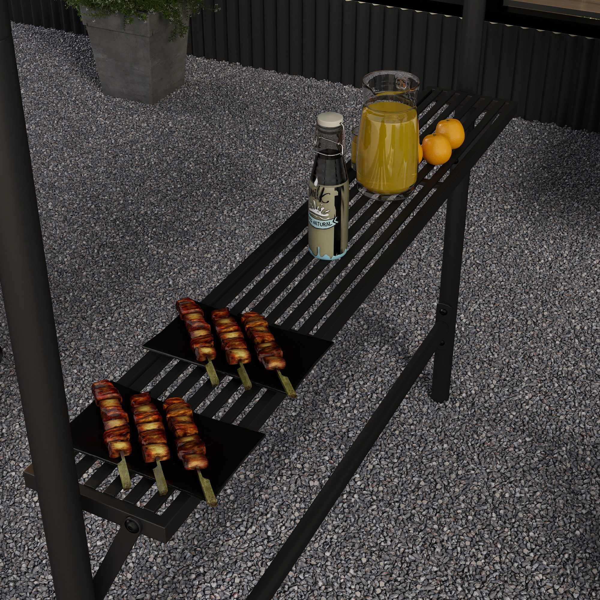 Grillzelt Grilldach, wetterbeständig, inkl, Seitentaschen, 277 x 149 x 230 cm, Dunkelgrau