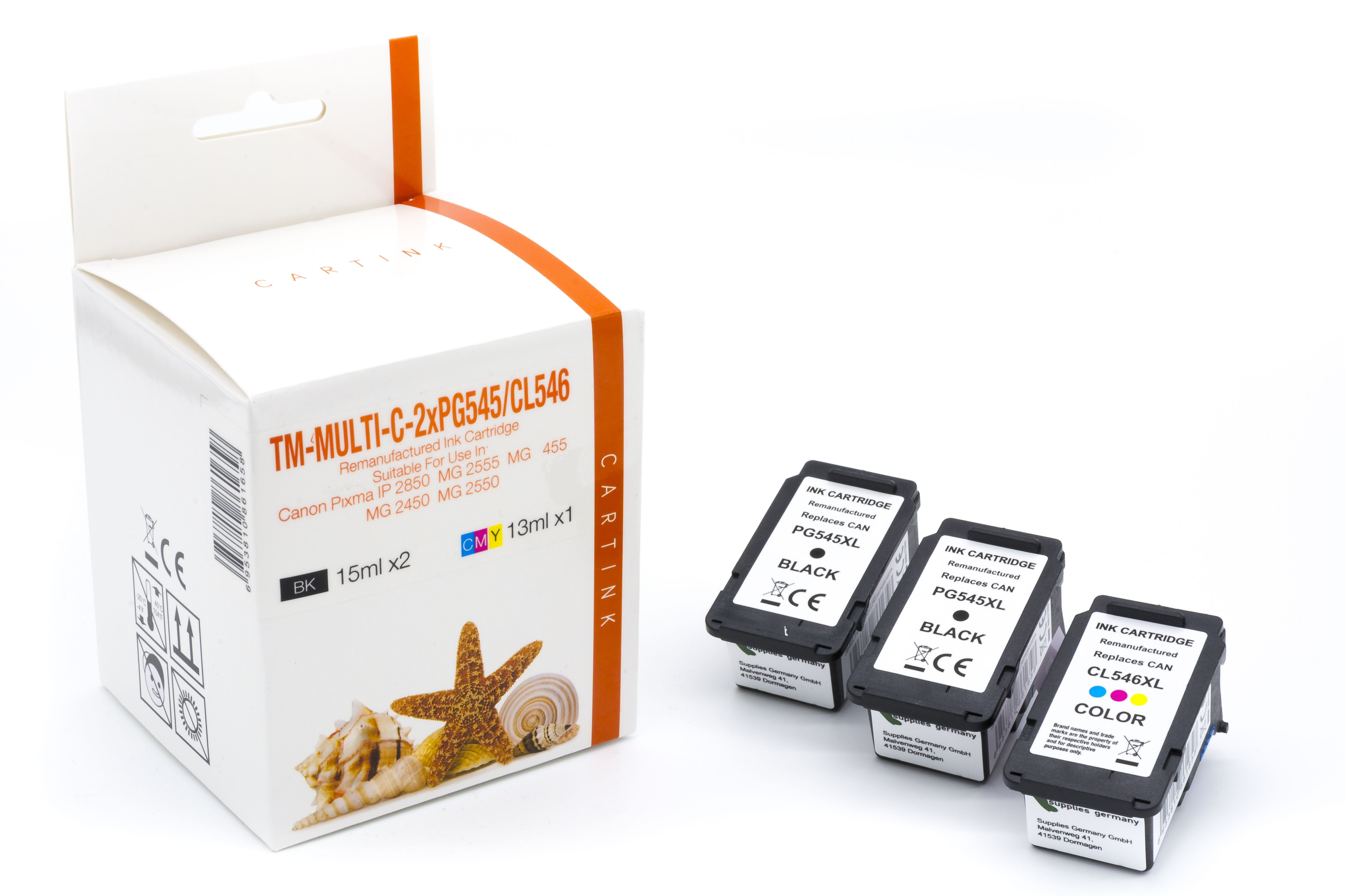 Multipack PG545/CL546 alternativ Tinte für Canon / 8287B005 / 2xPG54515ml / 1xCL54613ml