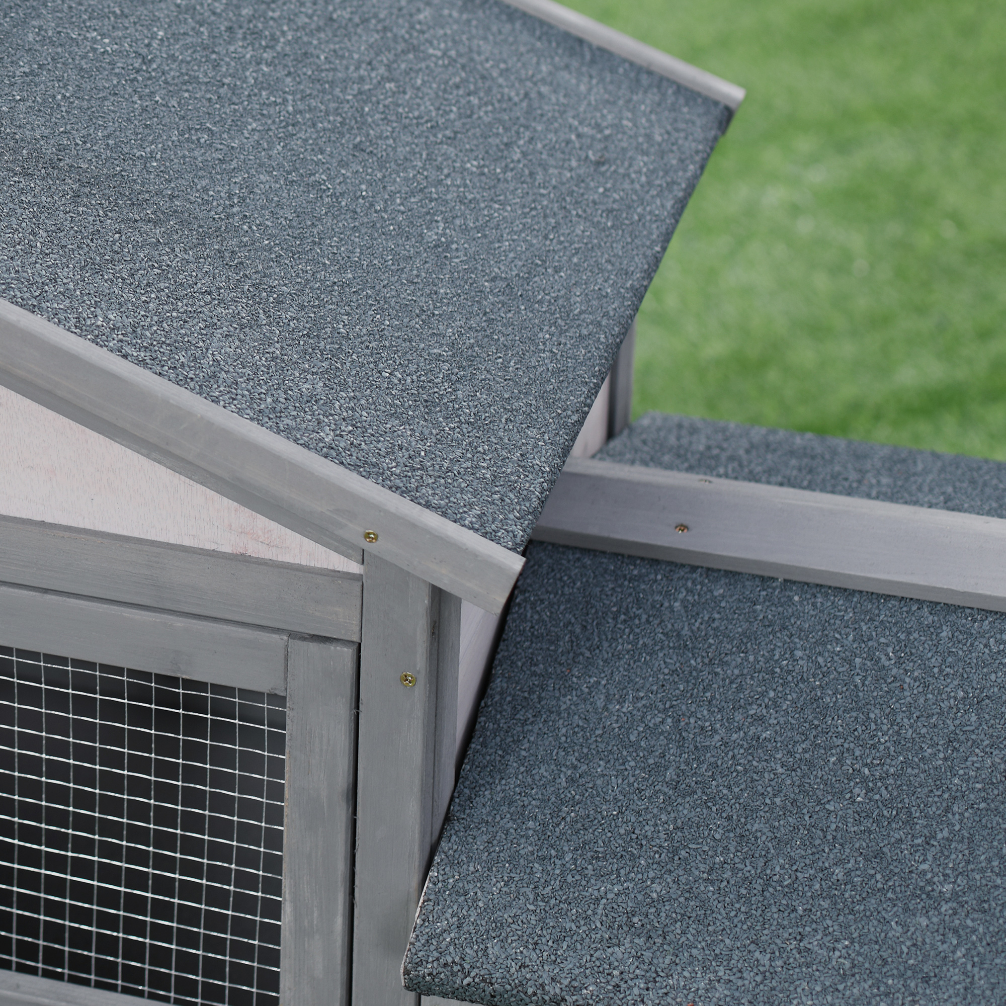 Kleintierstall mit Freilauf Kleintierkäfig Meerschweinchenstall MeerschweinchenKäfige für draußen Kleintierhaus Tannenholz Dunkelgrau 147 x 54 x 84 cm