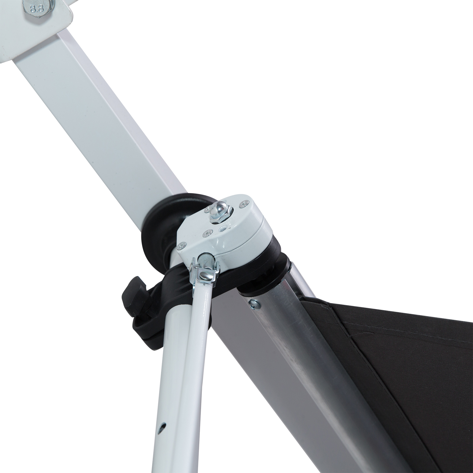 Klemmmarkise mit Handkurbel höhenverstellbar Gelenkarmmarkise schmutzabweisend, witterungsbeständig Balkonmarkise 150cm breit Terrassenmarkise für Terrasse Balkon Veranda Grau