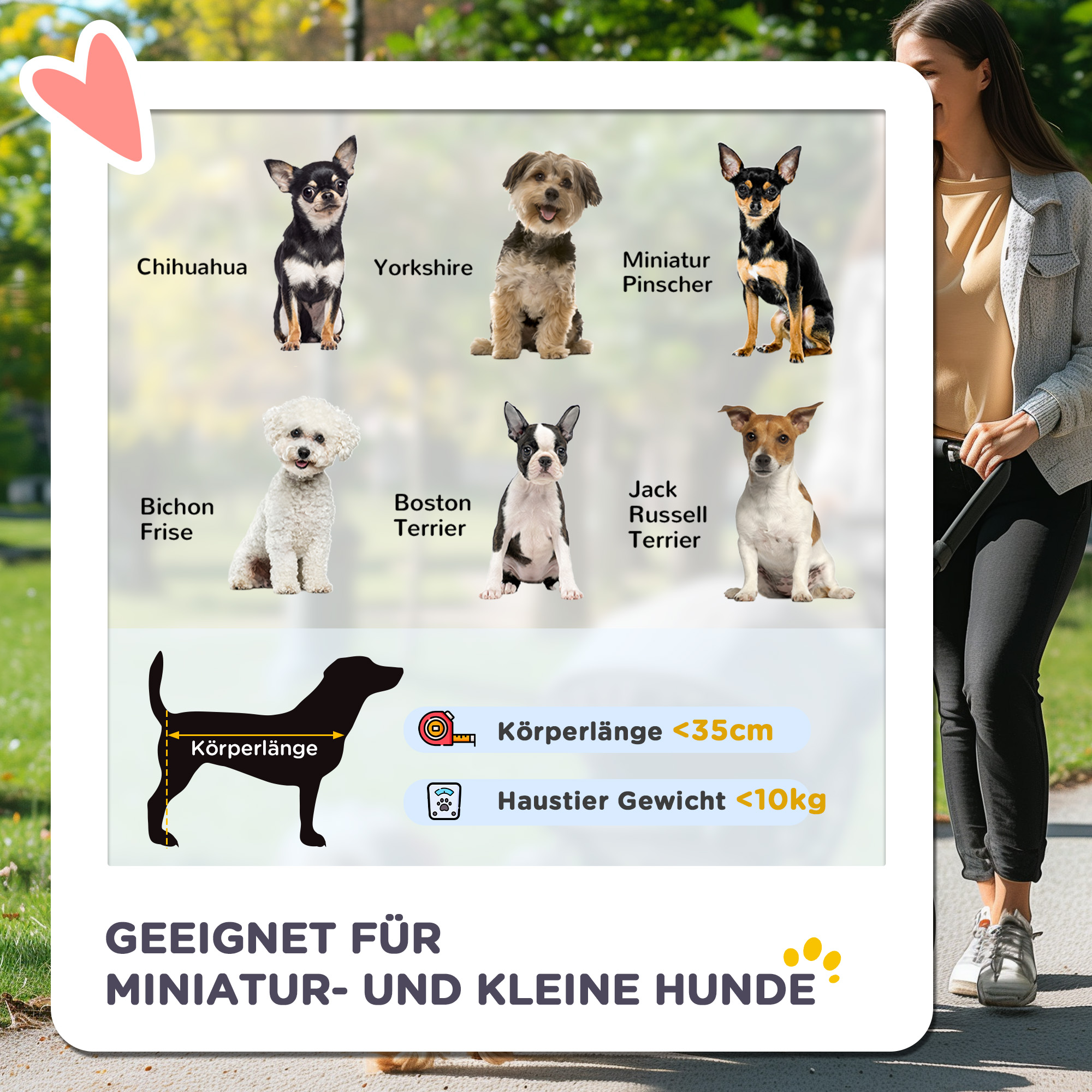 Hundewagen Hundebuggy bis 10 kg Klappbar Bodenkorb 2 Becherhalter verstellbares Vordach Rot