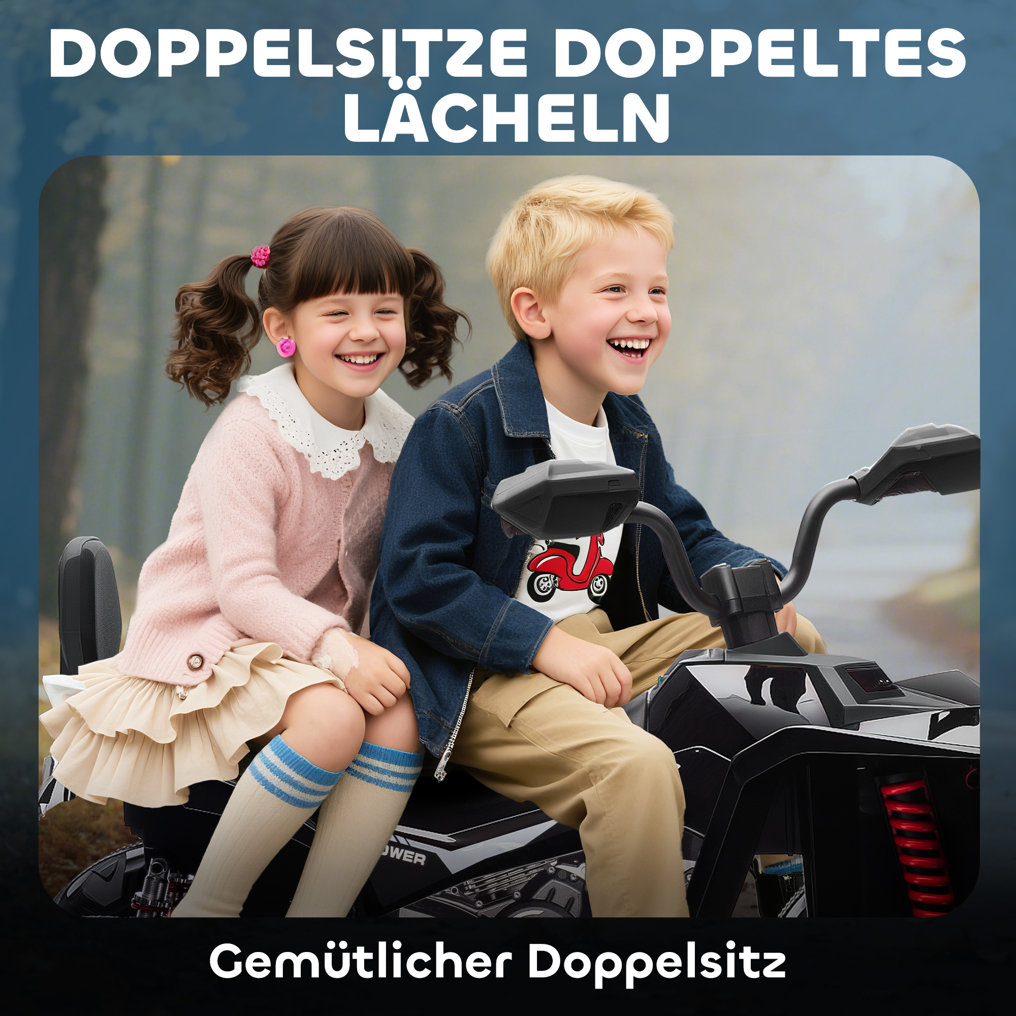 Kinder-Elektro-Quad, 24V Elektro-Fahrzeug mit 4 Rädern, Scheinwerfer, USB-Anschluss, MP3-Funktion, 6,5 km/h, 3-8 Jahre