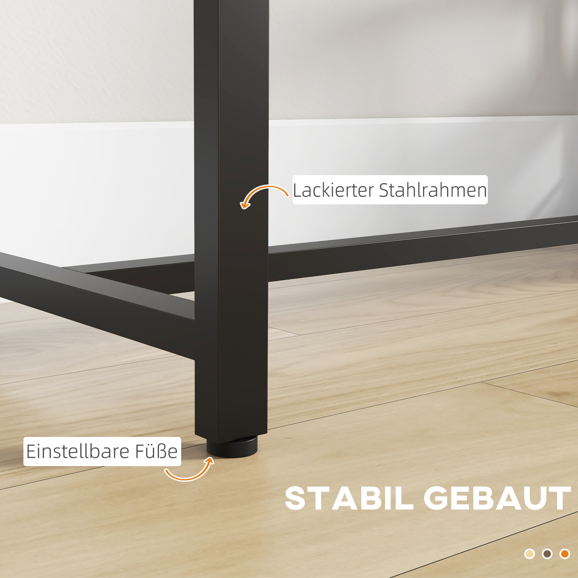 Bartisch Stehtisch Küchentresen, Industriedesign, 3 Regale, 120 x 40 x 105 cm; Schwarz + Braun