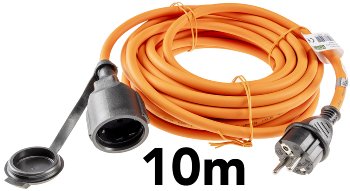 Verlängerungskabel 10m, IP44, Orange / H07RN-F 3G1,5 , Stecker / Kupplung