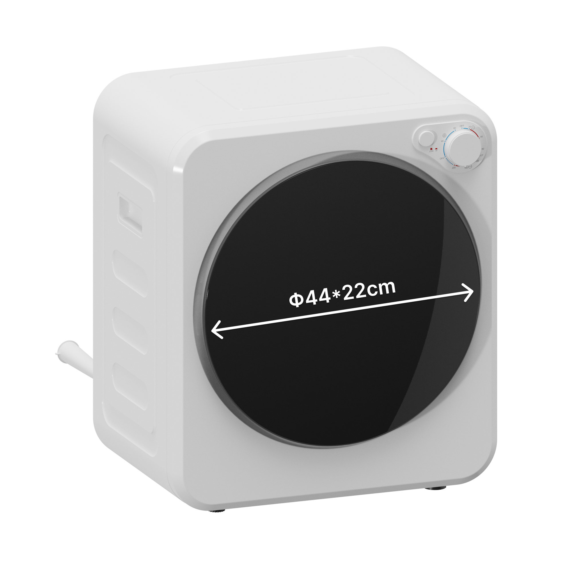 Mini Wäschetrockner 4kg mit 5 Programme bis zu 60? 800W/400W Ablufttrockner mit reversibl Edelstahltrommel Weiß
