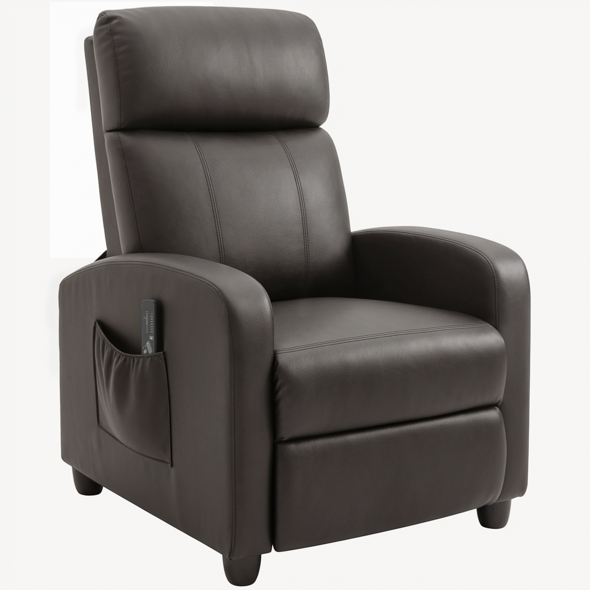 Relaxsessel Fernsehsessel mit Vibrationsmassage, Liegefunktion, 2 Massagepunkte, Fernbedienung, 68 x 88 x 98 cm Braun