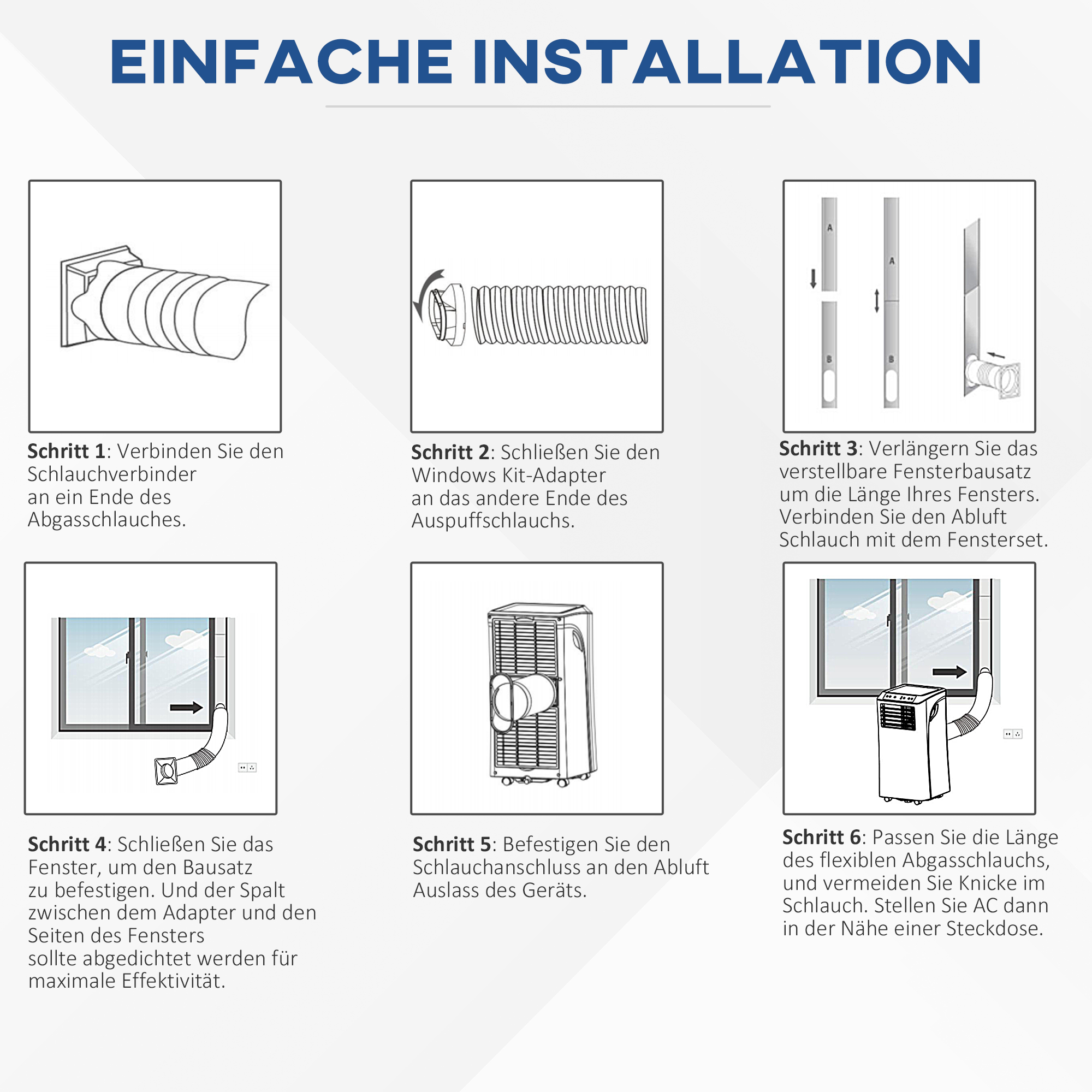 mobile Klimaanlage 3-in-1, inkl. Fernbedienung, 9K BTU, 24h Timer, ABS, Weiß