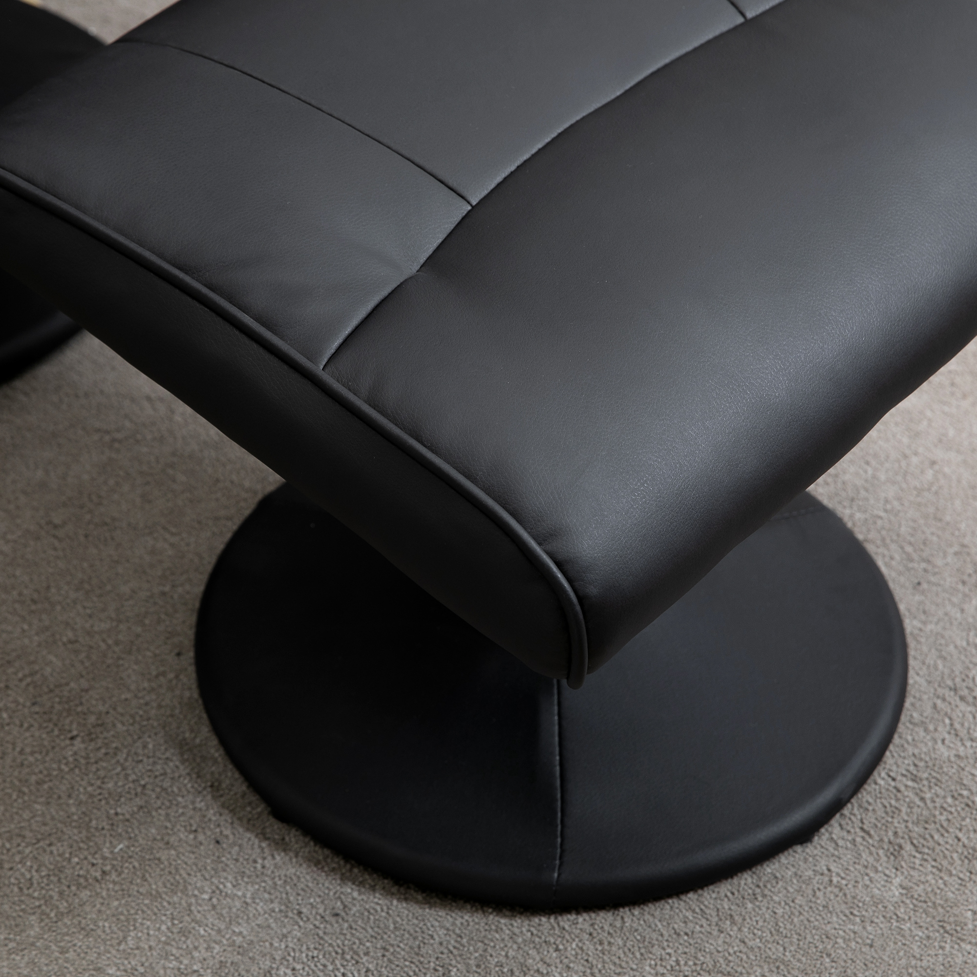 Relaxsessel mit Fußhocker, Massagesessel mit Liegefunktion, 10 Massagepunkte, Drehbarer Fernsehsessel mit Seitentasche, Fernbedienung, Kunstleder, Schwarz