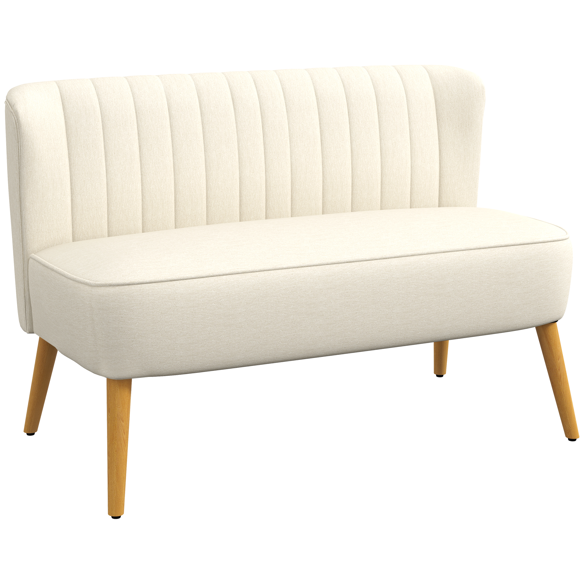 2-Sitzer Sofa, weiche Polsterung, pflegeleichter Bezug, bis 220 kg, 117 x 56,5 x 77 cm, Cremeweiß