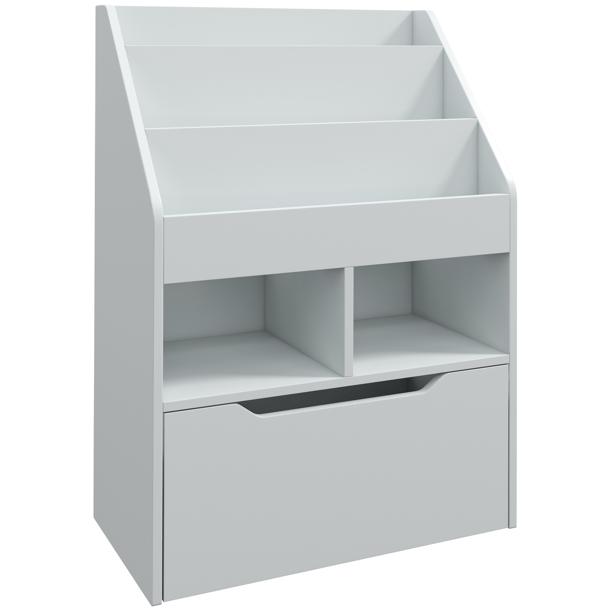 Kinderregal mit Schublade, Bücherregal mit Fächern, 60 x 29,9 x 90 cm, Grau