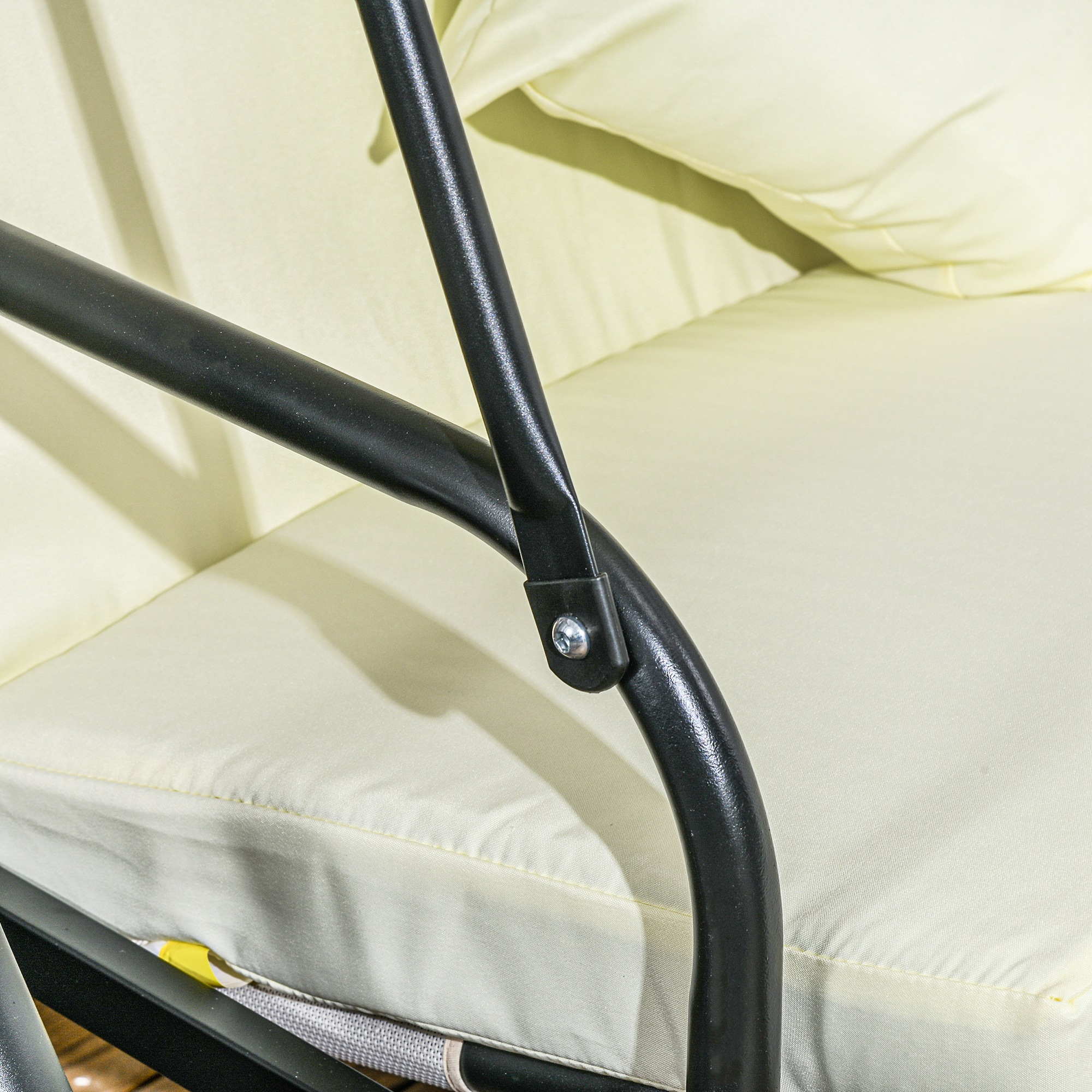 Hollywoodschaukel, Schaukelbank mit Liege-Funktion, 3 Sitzer, Metall+Polyester, 200 x 125 x 170 cm, Weiß