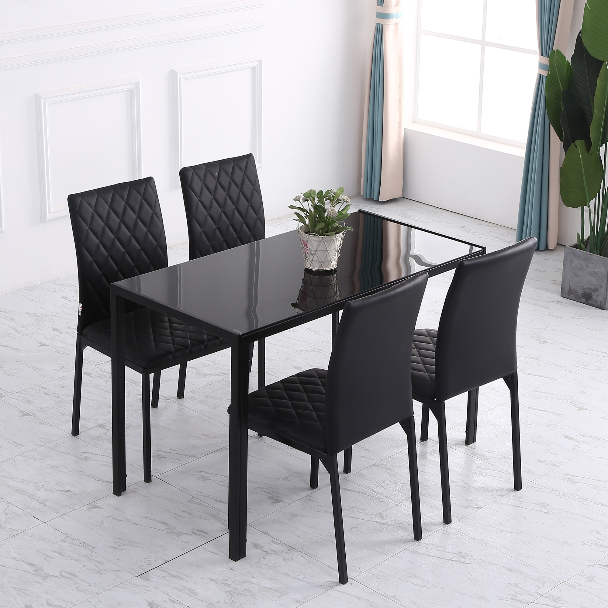 4er-Set Stühle Esszimmerstühle Küchenstühle 41 cm x 50 cm x 91 cm, Schwarz