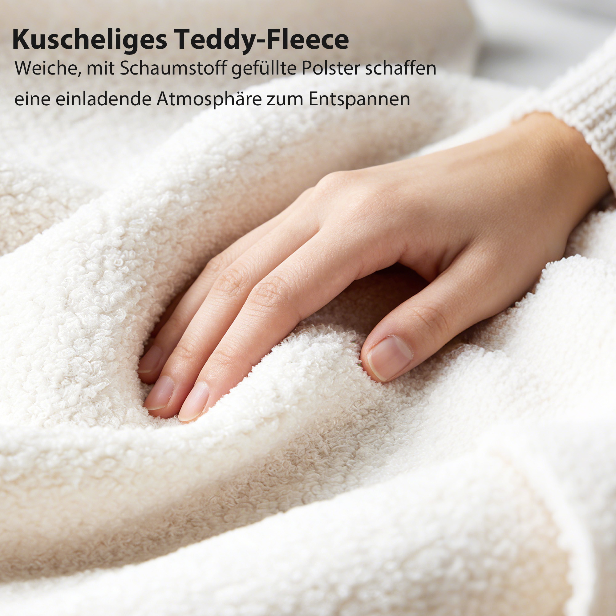 Einzelbettgestell mit Teddy-Fleece-gepolstertem Kopfteil, Metallbettgestell, einfache Montage, Weiß