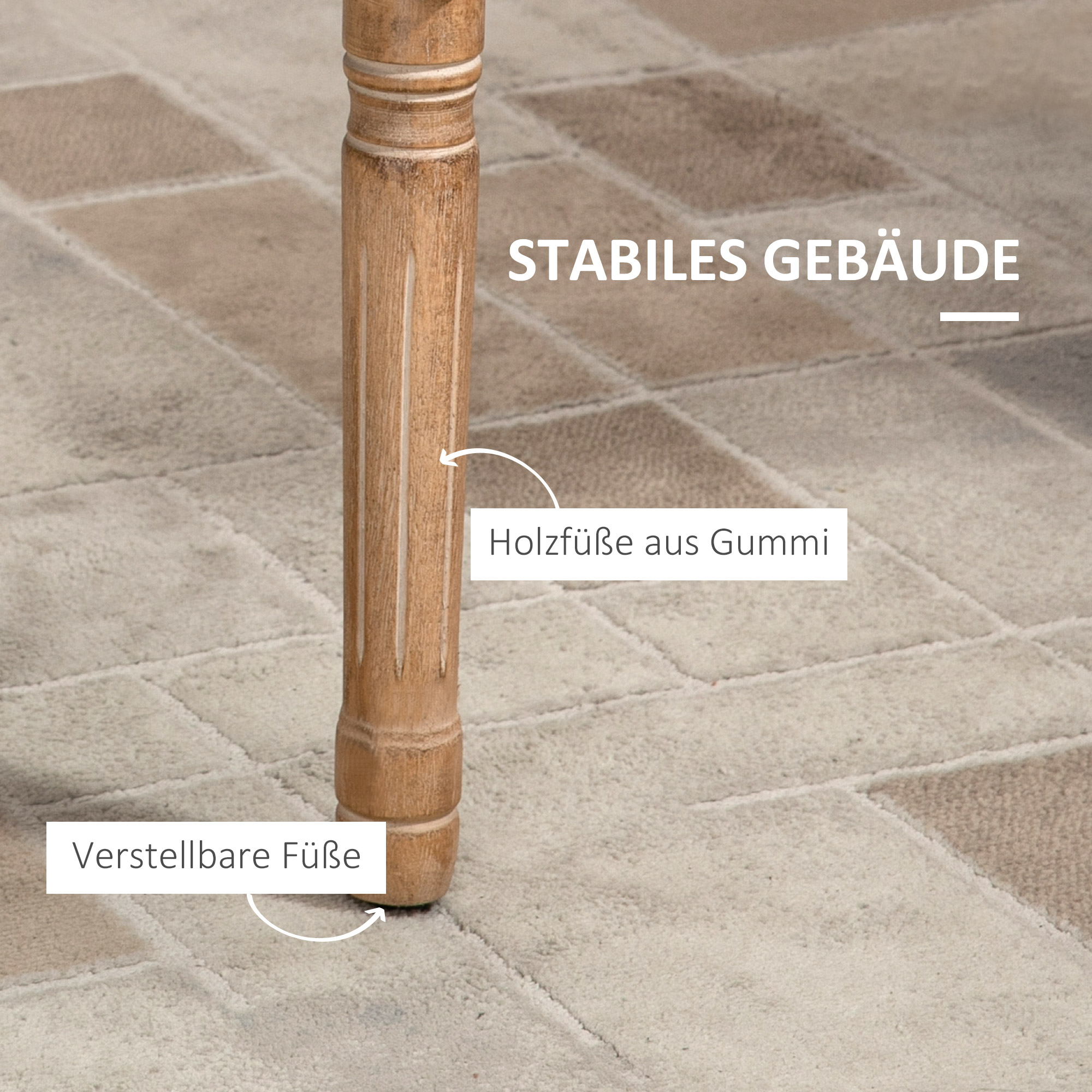 Esszimmerstuhl, Küchenstuhl, Nietendekor, französischer Landhausstil, Kautschukholz, Cremeweiß, 54,5 x 59 x 96cm