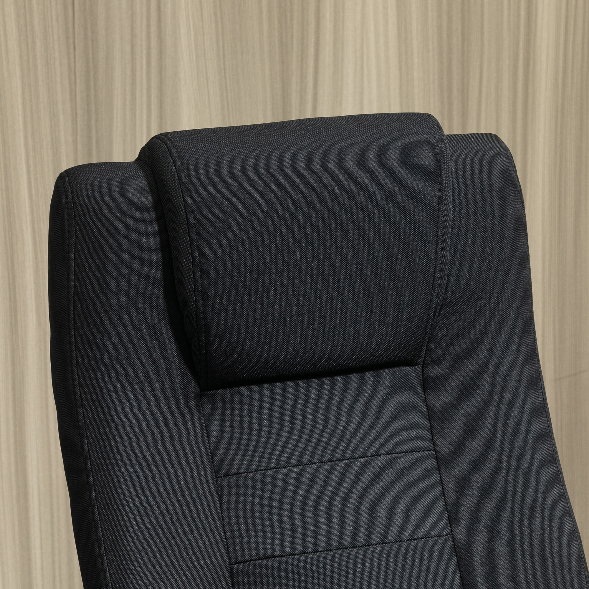 Bürostuhl Computerstuhl mit Wippenfunktion Kopfstütze ergonomischer Schreibtischstuhl drehbar höhenverstellbar Leinen-Touch Schwarz 62 x 76 x 110-119 cm