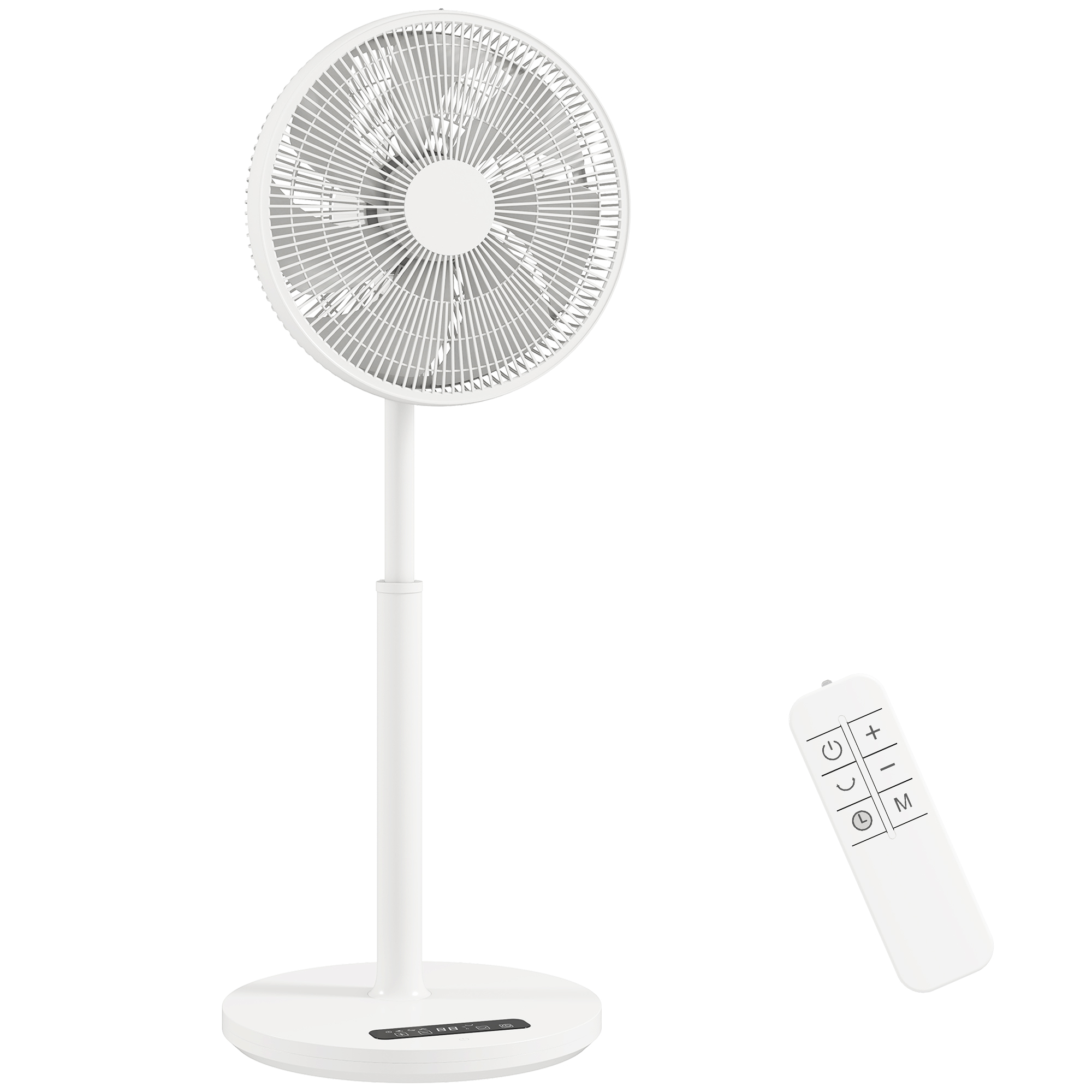 Standventilator mit Fernbedienung und 12 Geschwindigkeiten, Bodenventilator mit verstellbarer Höhe für das Schlafzimmer, Weiß