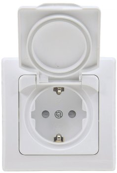 DELPHI Schutzkontakt-Steckdose IP44 / 250V~/ 16A, inkl. Rahmen, UP, weiß