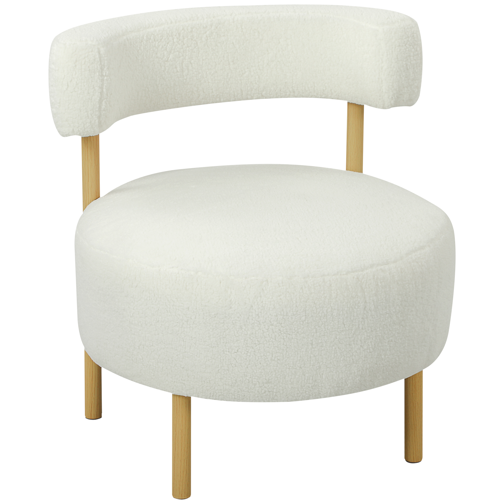 Sessel Loungesessel Relaxsessel mit Sherpa-Fleece, Metallbeinen in Holzoptik Polstersessel 67 x 67 x 71 cm Cremeweiß