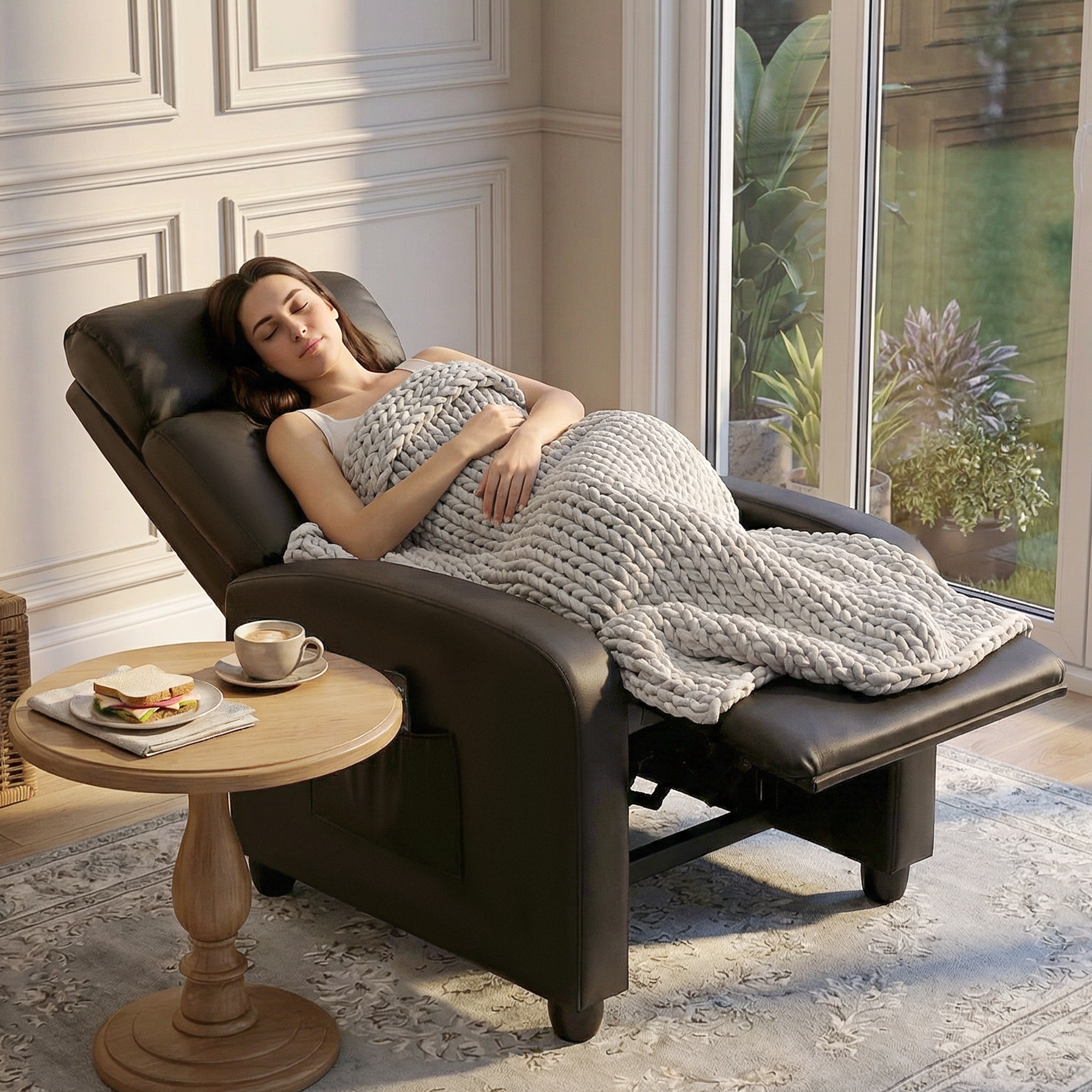 Relaxsessel Fernsehsessel mit Vibrationsmassage, Liegefunktion, 2 Massagepunkte, Fernbedienung, 68 x 88 x 98 cm Braun