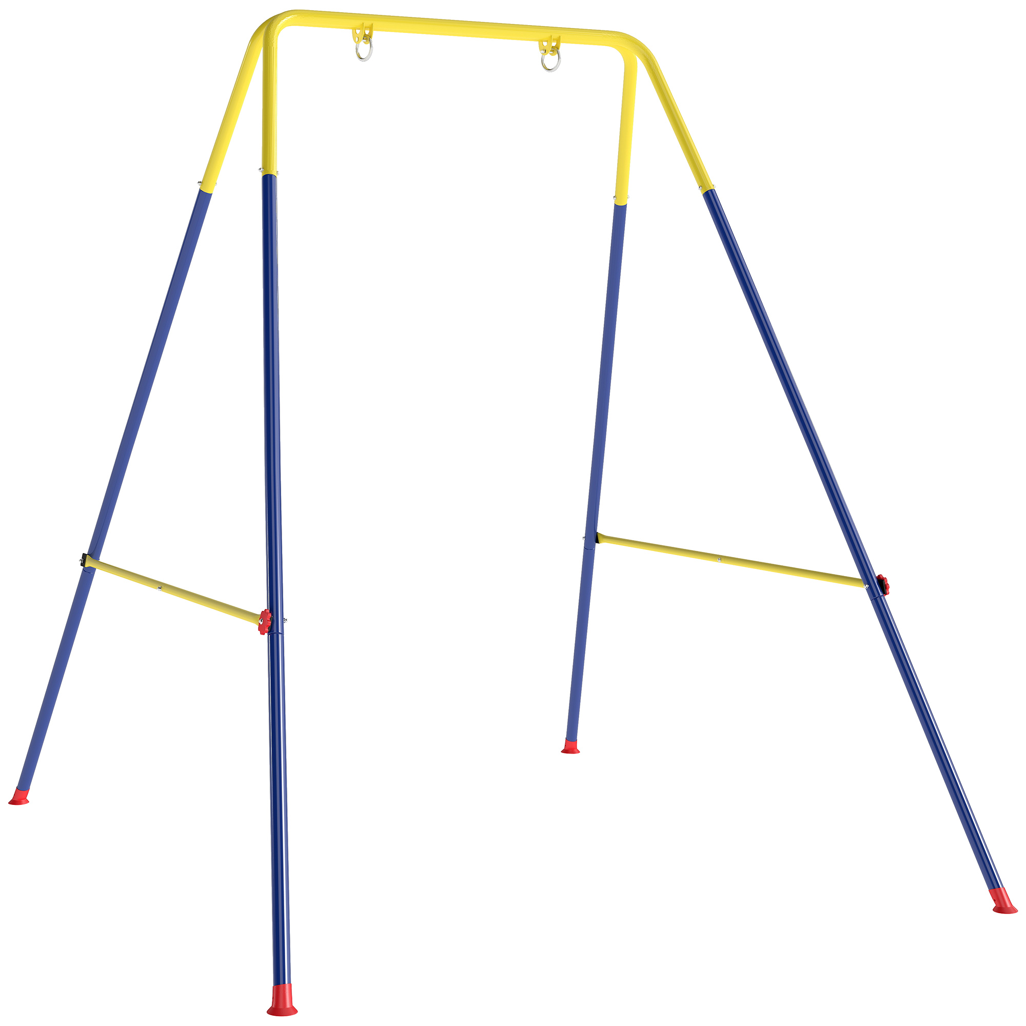Faltbar Schaukelgestell mit A-Rahmen, 2 Haken, 4 Bodenankern, für 9 Monate bis 8 Jahre Kinder 128x155x157 cm Blau