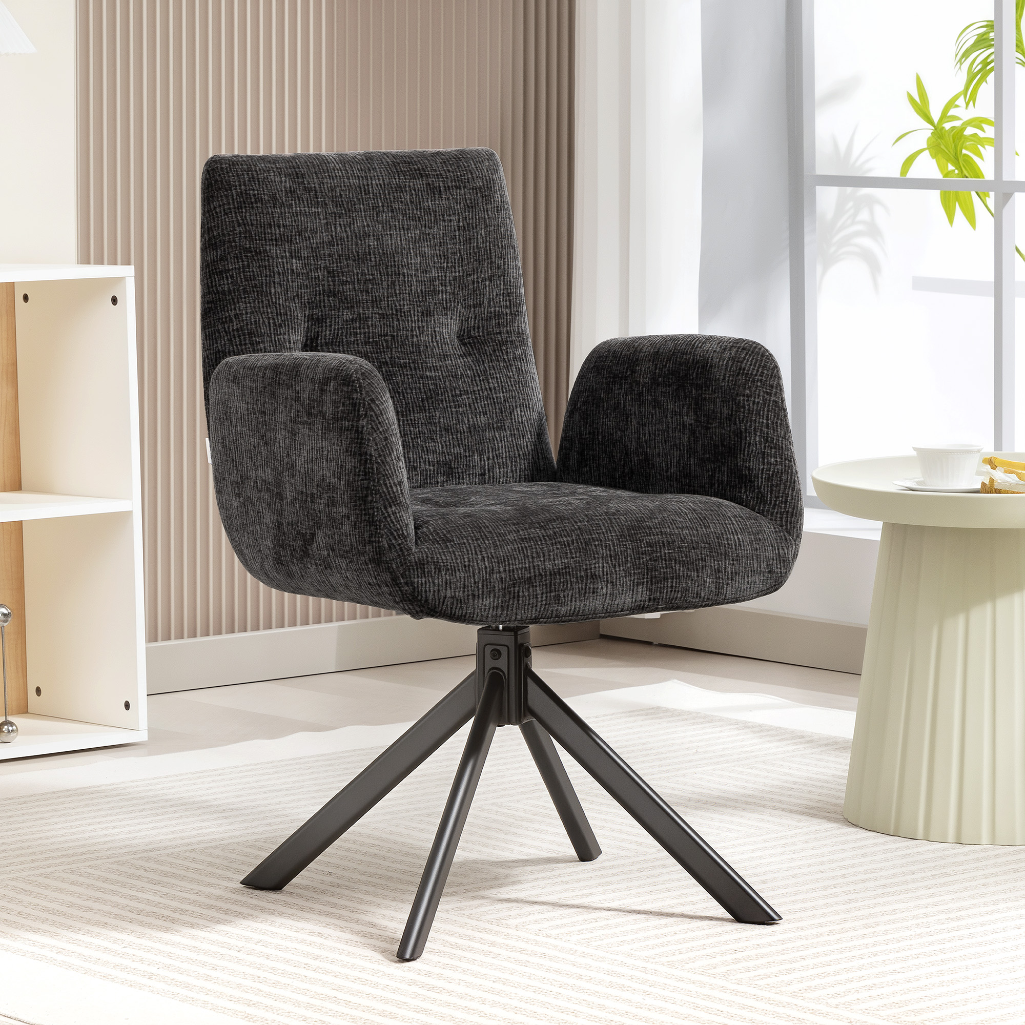 Polstersessel, Akzentsessel, modernes Design, drehbar, bis 120 kg, Schwarz