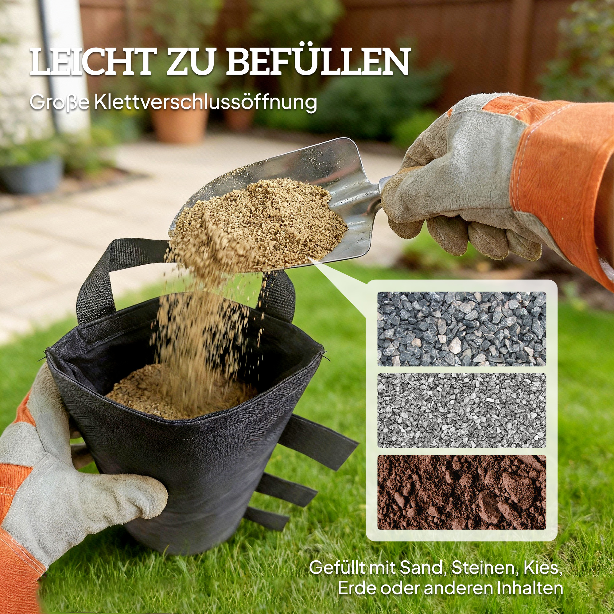 8er-Set Sandsäcke für Pavillonfüße, 40 kg strapazierfähige Sandsäcke aus 600D Oxford-Gewebe, ohne Sand, Schwarz