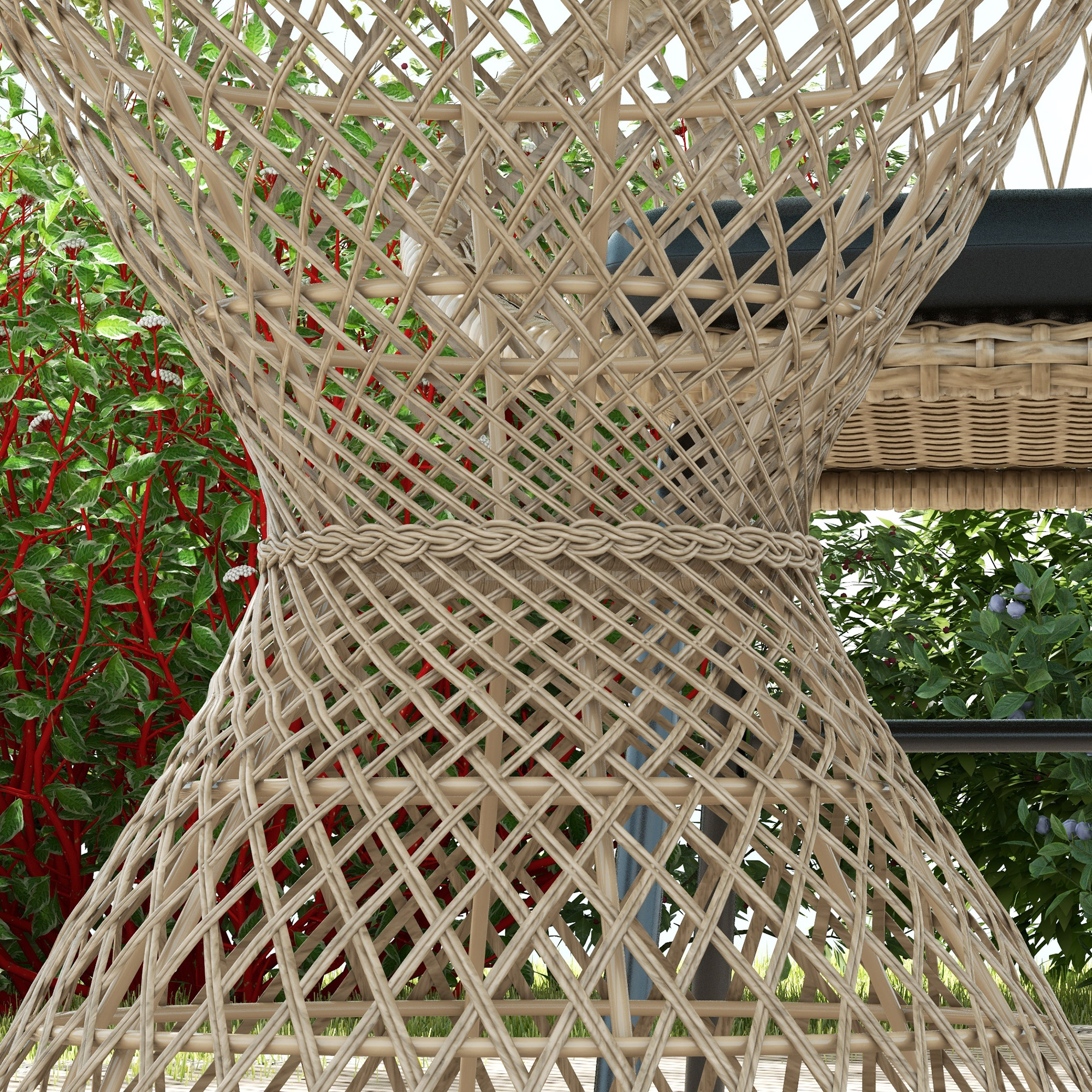 Couchtisch Beistelltisch Boho-Design, Glasplatte, PE-Rattan, 45 cm x 45 cm x 52 cm, Natur