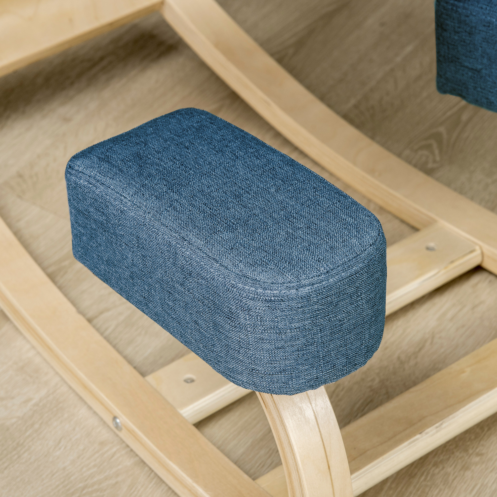 Kniestuhl, ergonomischer Sitzhocker, Polsterhocker für gesunde Sitzhaltung, Birkenholz, 120 kg belastbar, Blau