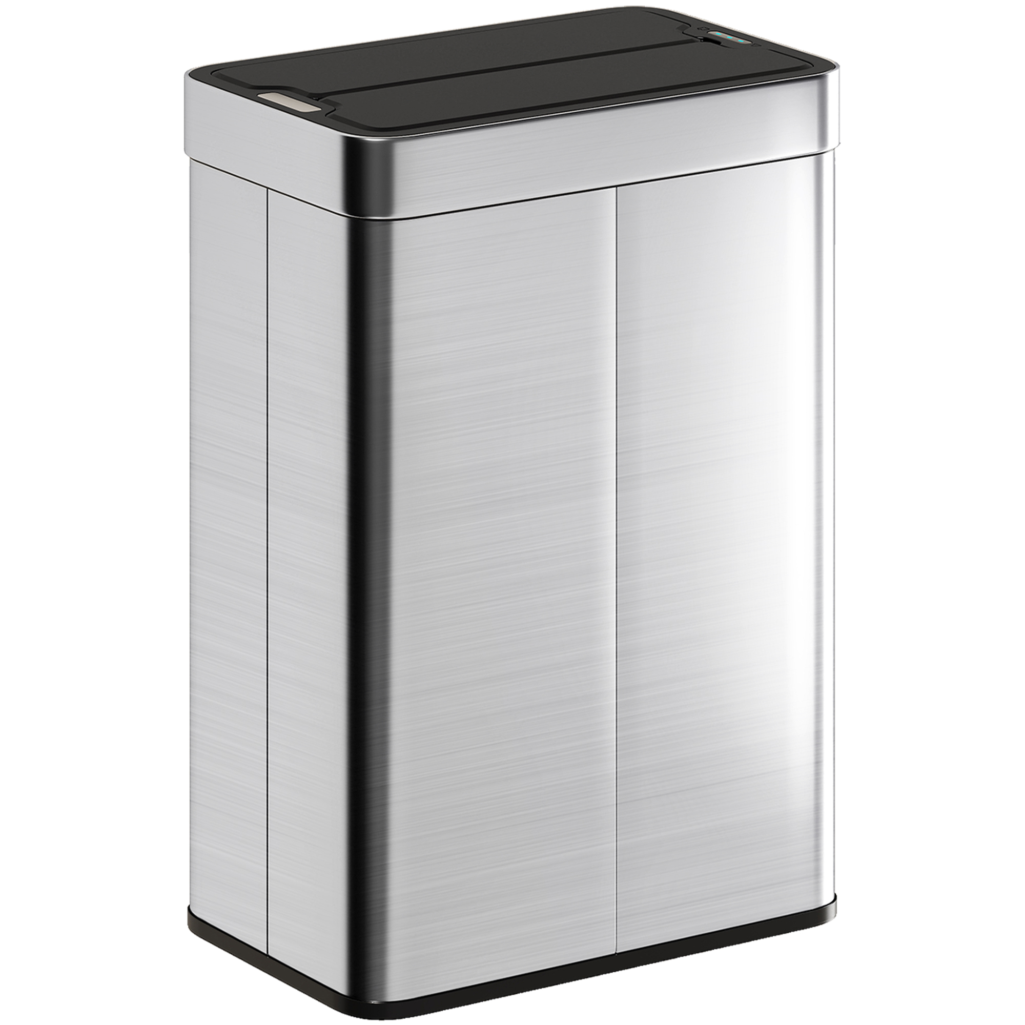 Sensor-Mülleimer, 55 L Kapazität, Schmetterlingsdeckel, öffnet automatisch, Edelstahl, Silberfarben