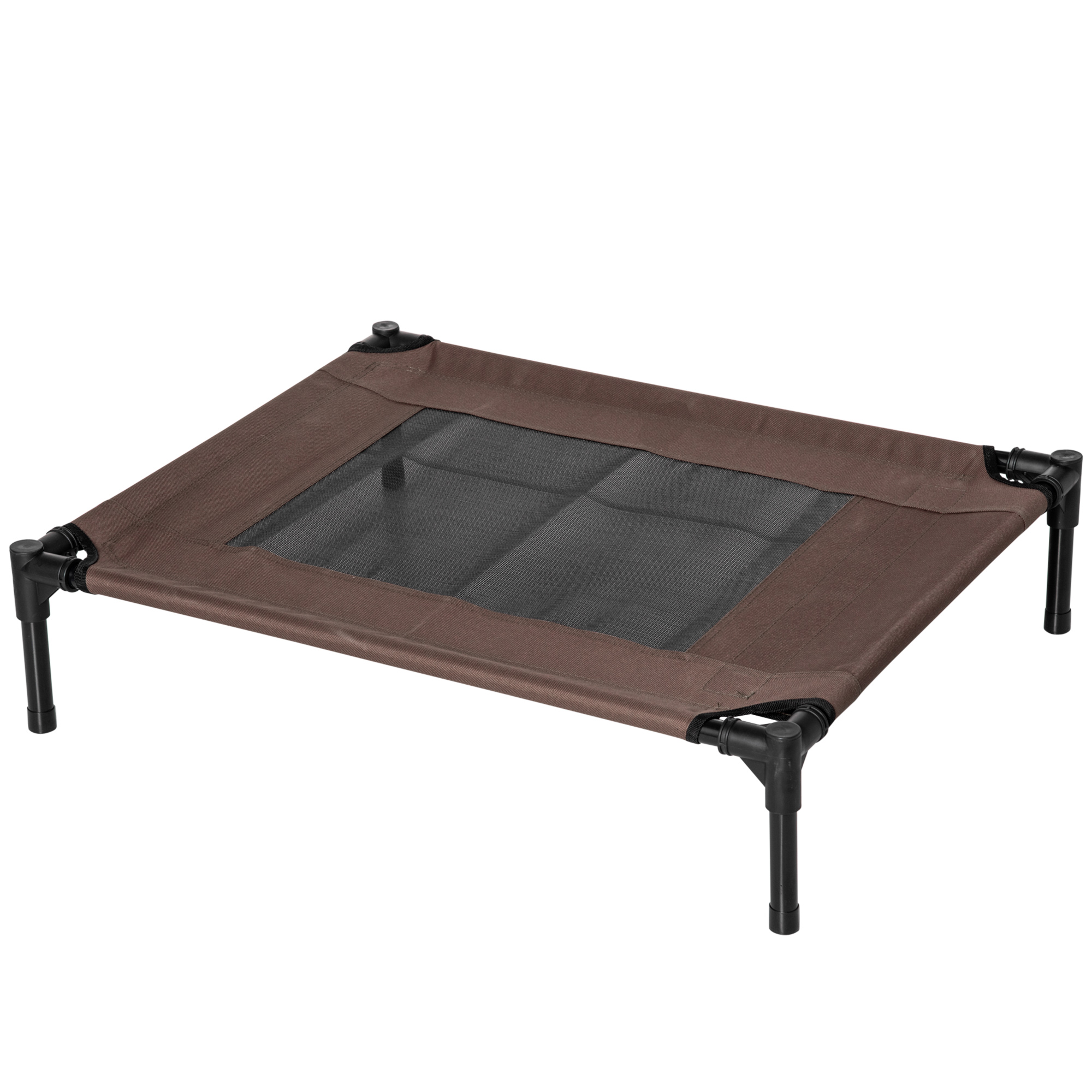 Hundeliege Outdoor, erhöhtes Hundebett für Mittelgroße Groß Hunde, stabile Haustierliege mit Waschbares Mesh, Katzenbett Haustierbett Schlafplatz für Draußen Camping, 76 x 61 x 18 cm, Braun
