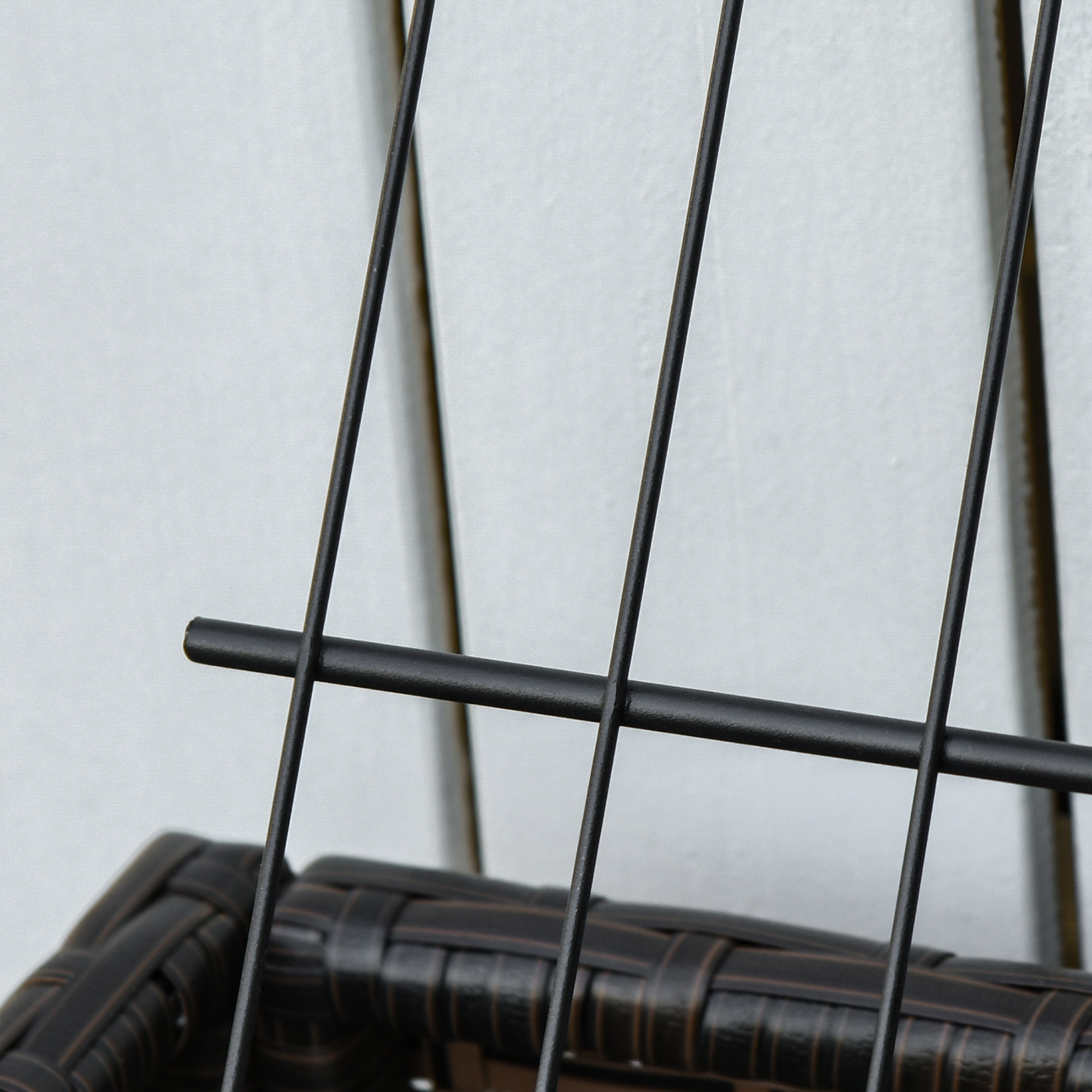 Hochbeet, Blumenkasten, tiefe Ablage, Metallrahmen/Polyrattan, 70 x 30 x 70 cm, Braun/Schwarz