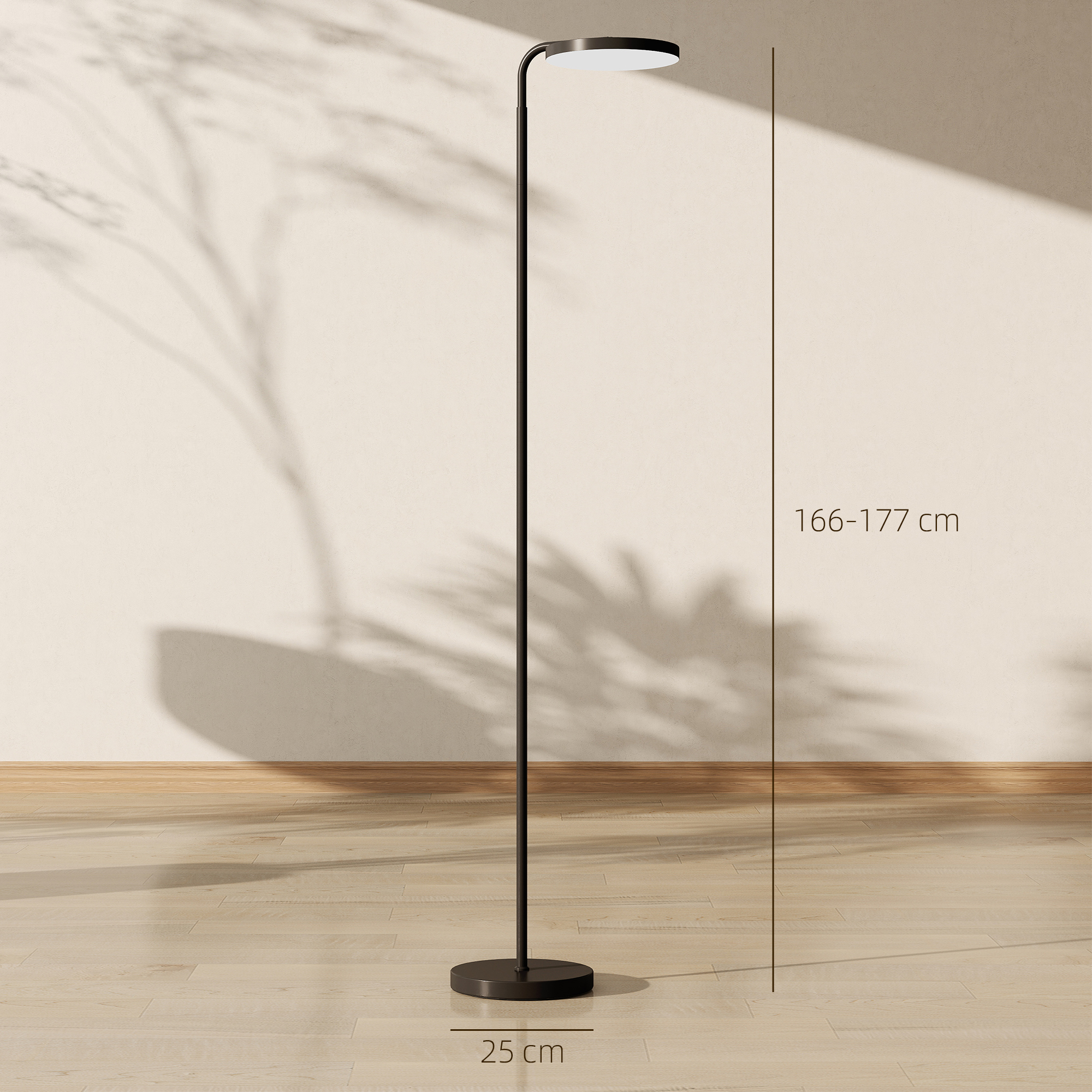 LED-Stehlampe mit magnetischer Fernbedienung, flexibel verstellbar, drehbar, Metall, Schwarz