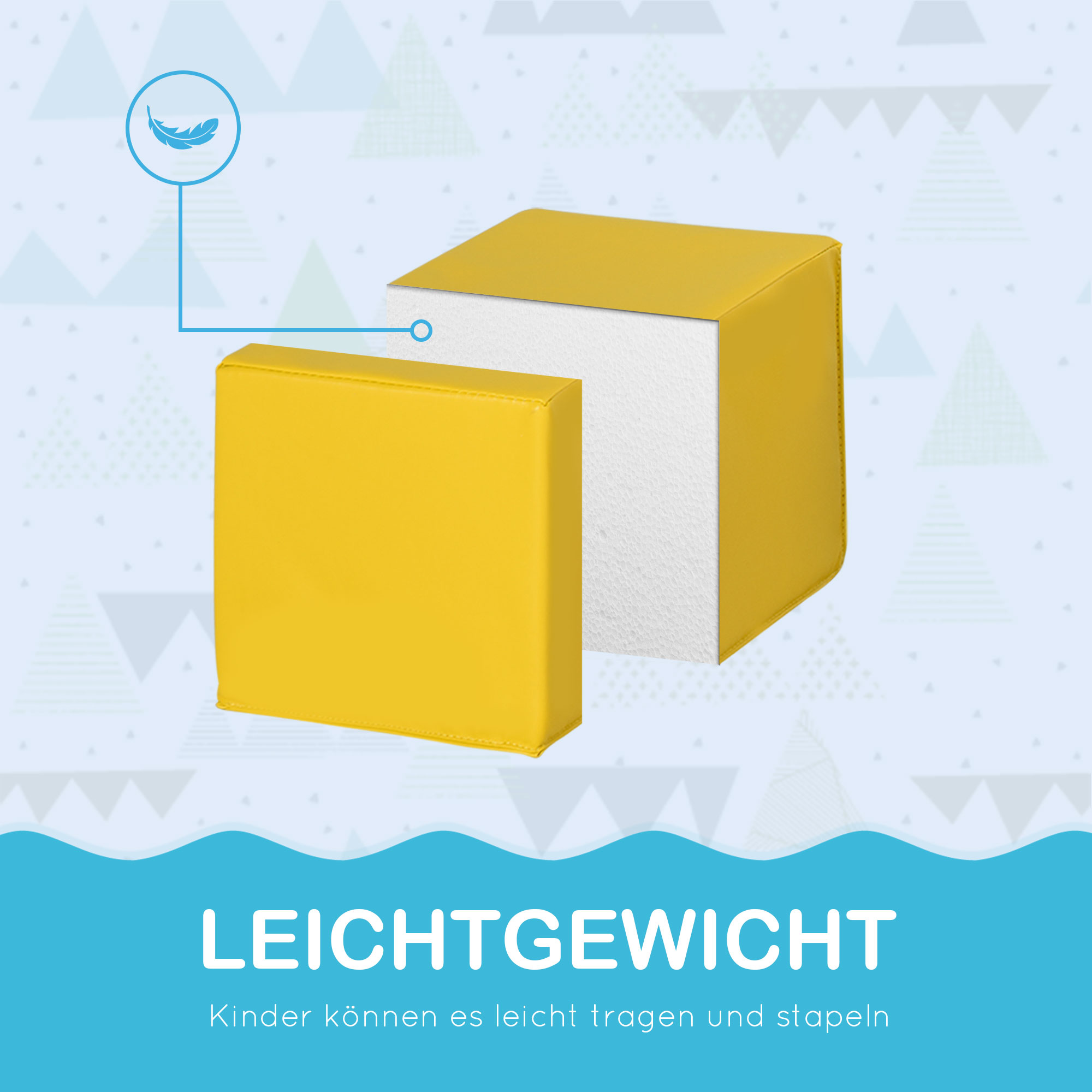 12 TLG. Schaumstoff Bausteine Kinder Softbausteine Riesenbausteine Bauspielzeug für 1-3 Jahre alt Kinder Bausteinset Rot+Gelb