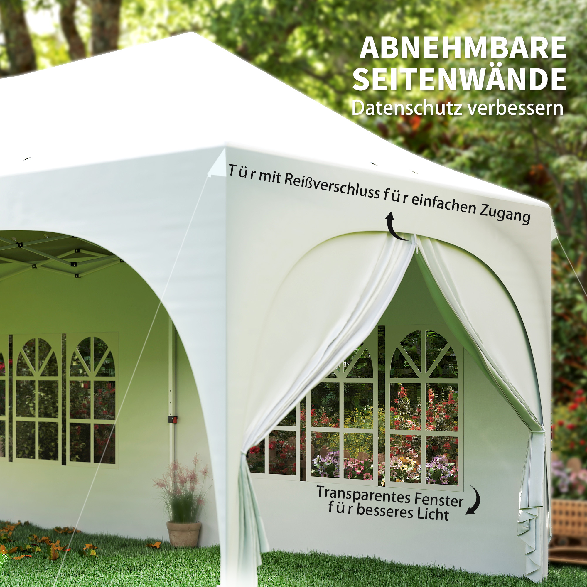 3 x 6 m Pop-Up-Pavillon mit Seitenwänden, 6 Sandsäcken, höhenverstellbarem Dach, Gartenparty-Zelt mit Tragetasche