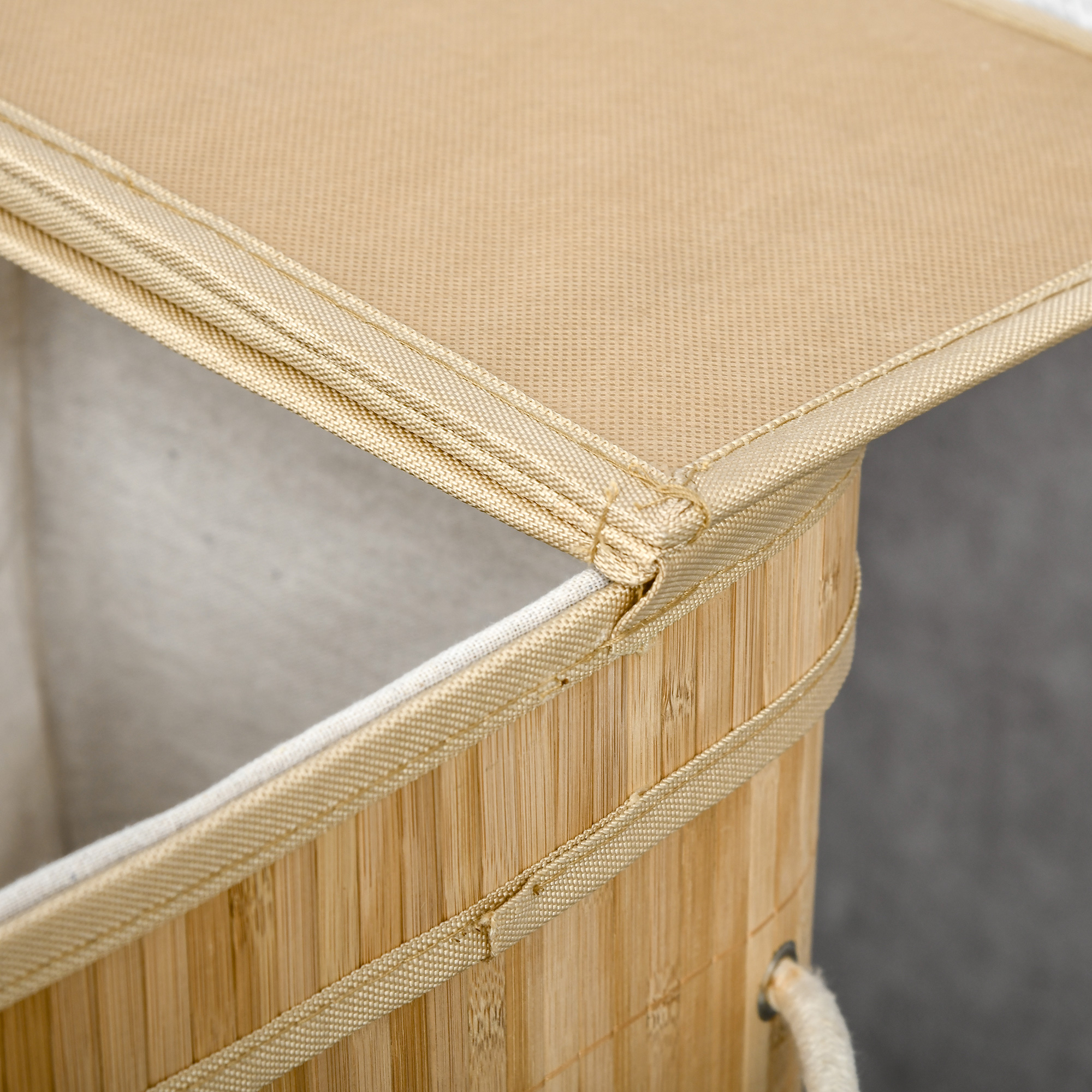 Faltbarer Bambus-Wäschekorb, handlicher 90 L Wäschebehälter mit herausnehmbarem Innensack und Deckel