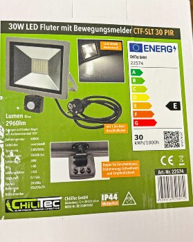 LED-Fluter SlimLine "CTF-SLT30 PIR" / 30W, IP44, 2960lm, 4200K, Bewegungsmelde
