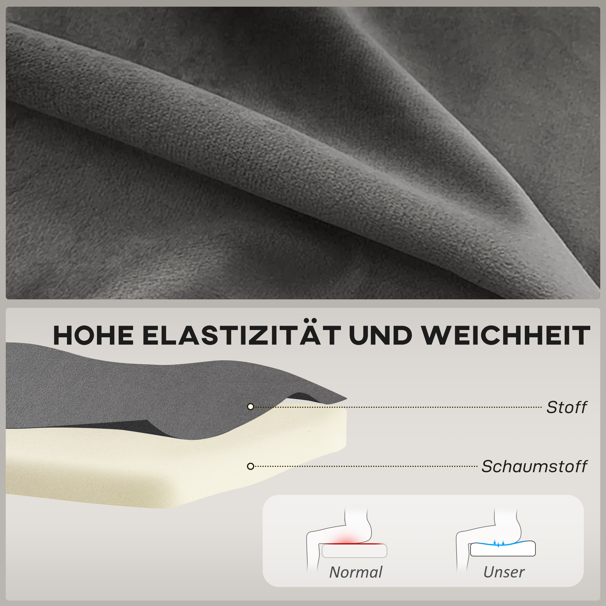 Sofa Retrodesign 2-Sitzer-Sofa, Holzbeine, 117 cm x 56,5 cm x 77 cm, Dunkelgrau