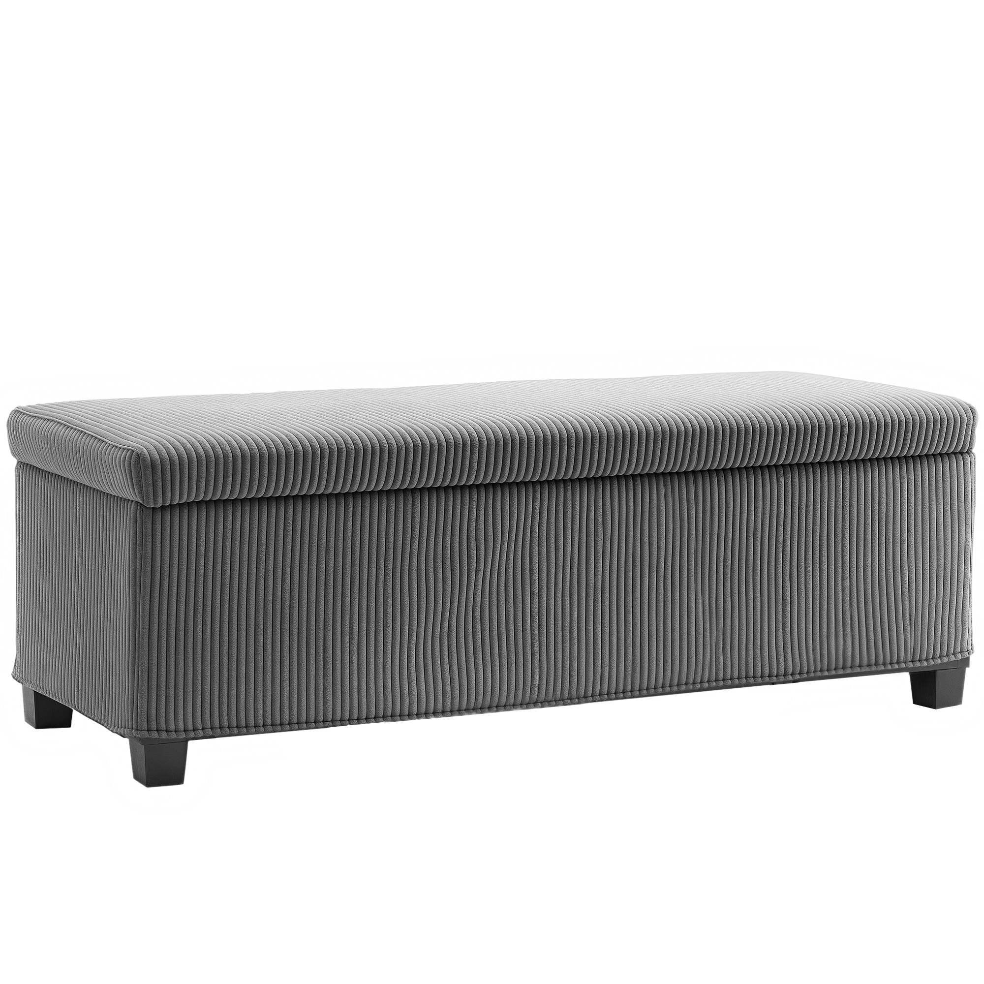 Faltbare Aufbewahrungsbank mit 84 L Kapazität 112x42x40 cm Samtbezug Fußende des Bettes für Wohnzimmer Schlafzimmer Grau
