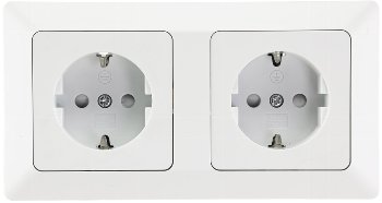 MILOS Set 2 Steckdosen + 2-fach Rahmen / 250V~/ 16A, Steckanschluss, Matt-weiß