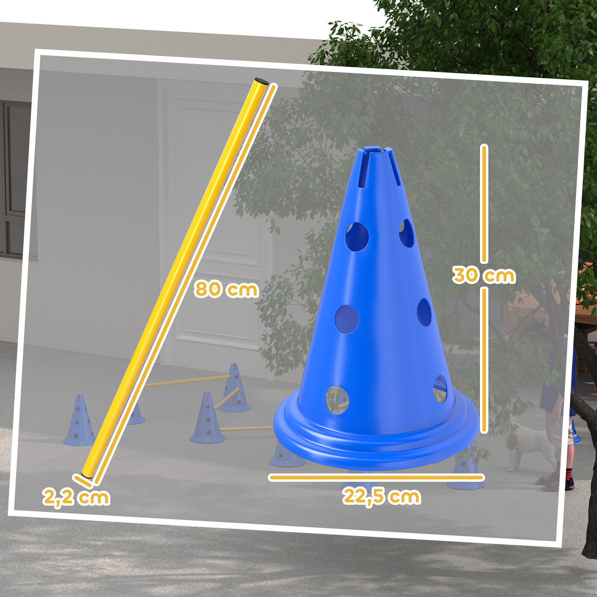 Agility Set Hunde 6-teiliges Agility-Ausrüstung für Hundetraining Steckhürdenset mit 12 Kegel 6 Hürden Tragetasche