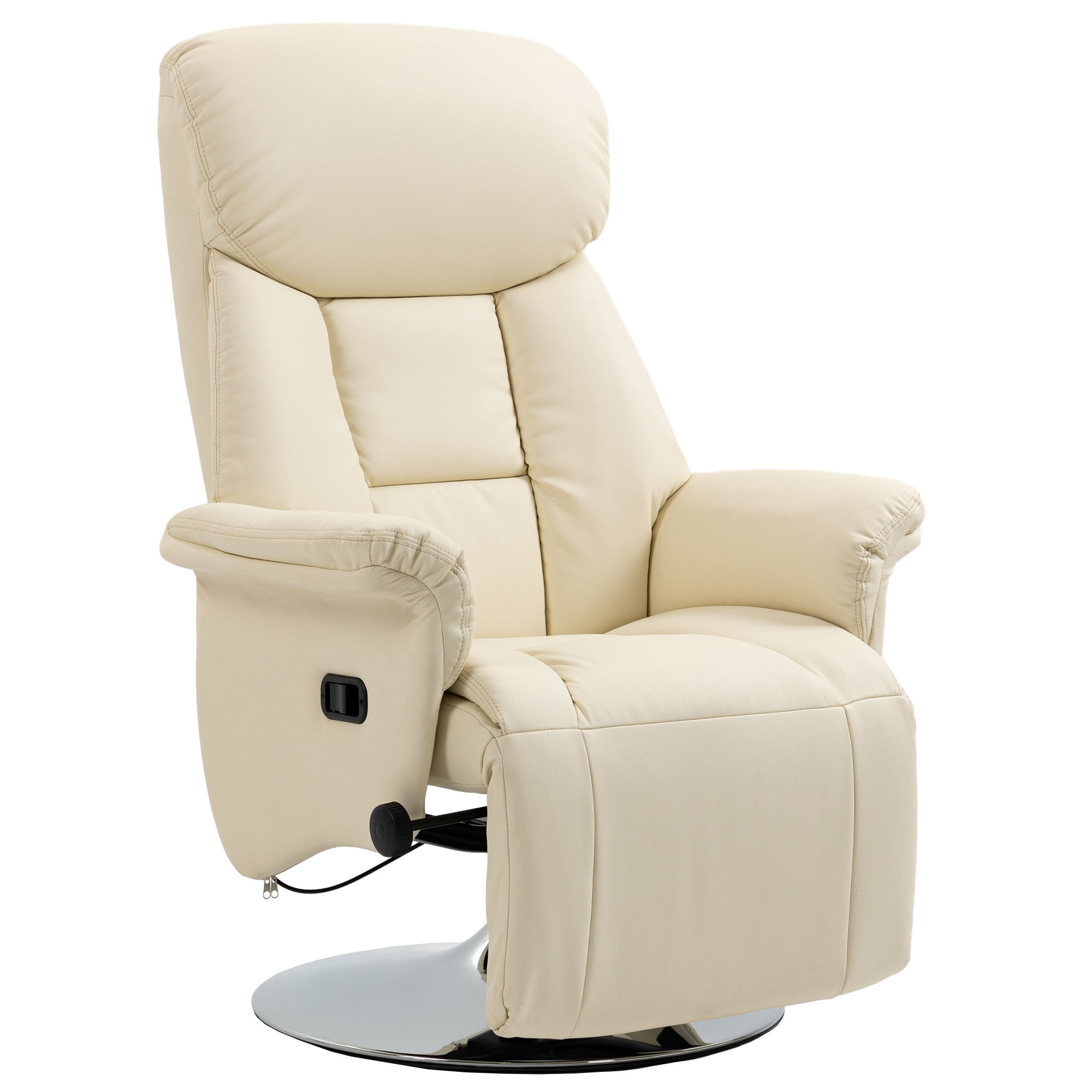 Relaxsessel, Liegefunktion, Lederoptik, Fußstütze, bis 150 kg, 78 x 80 x 109 cm, Creme